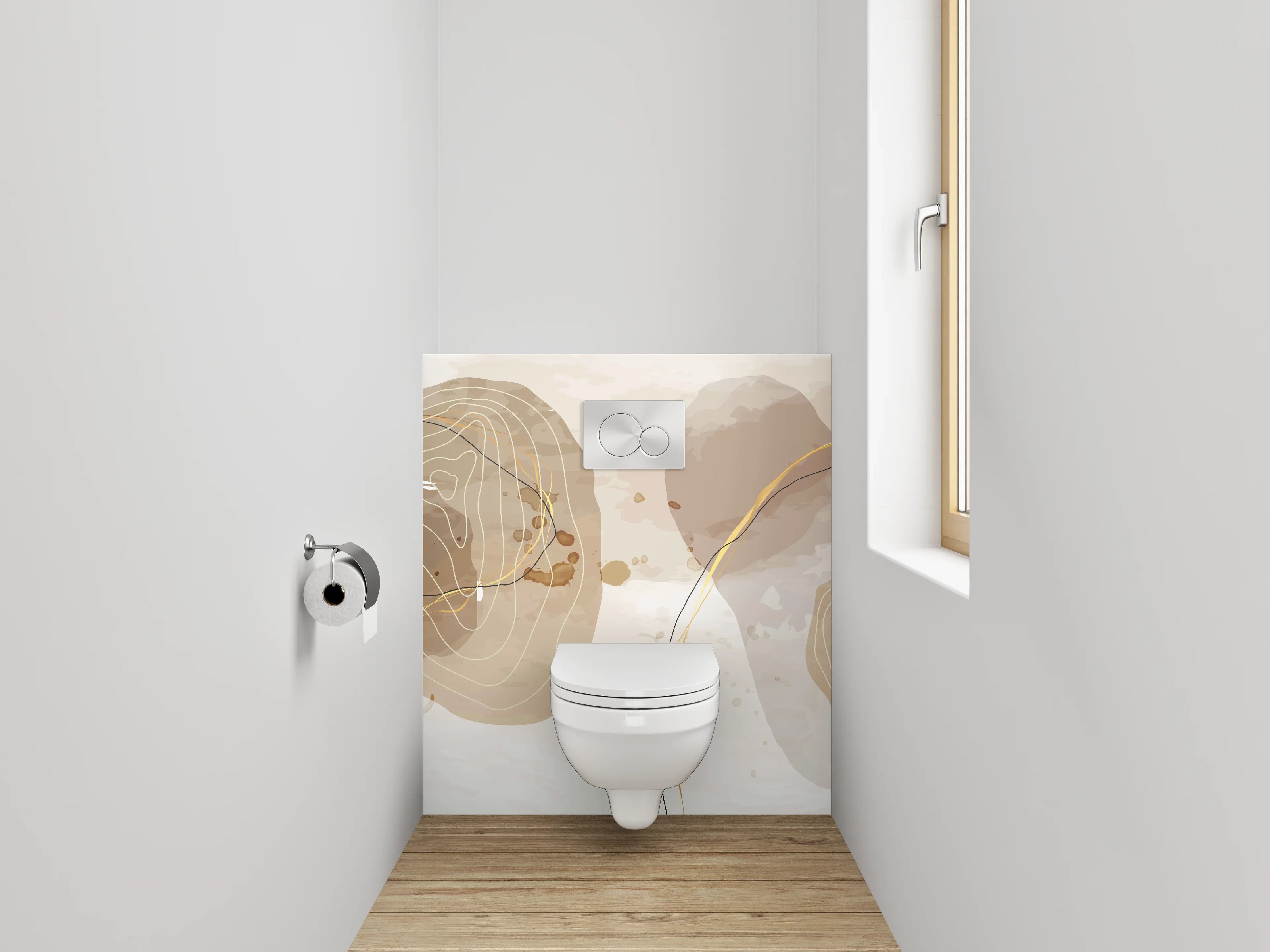 WC-Rückwand - Sanfte Erdtöne mit organischer Struktur