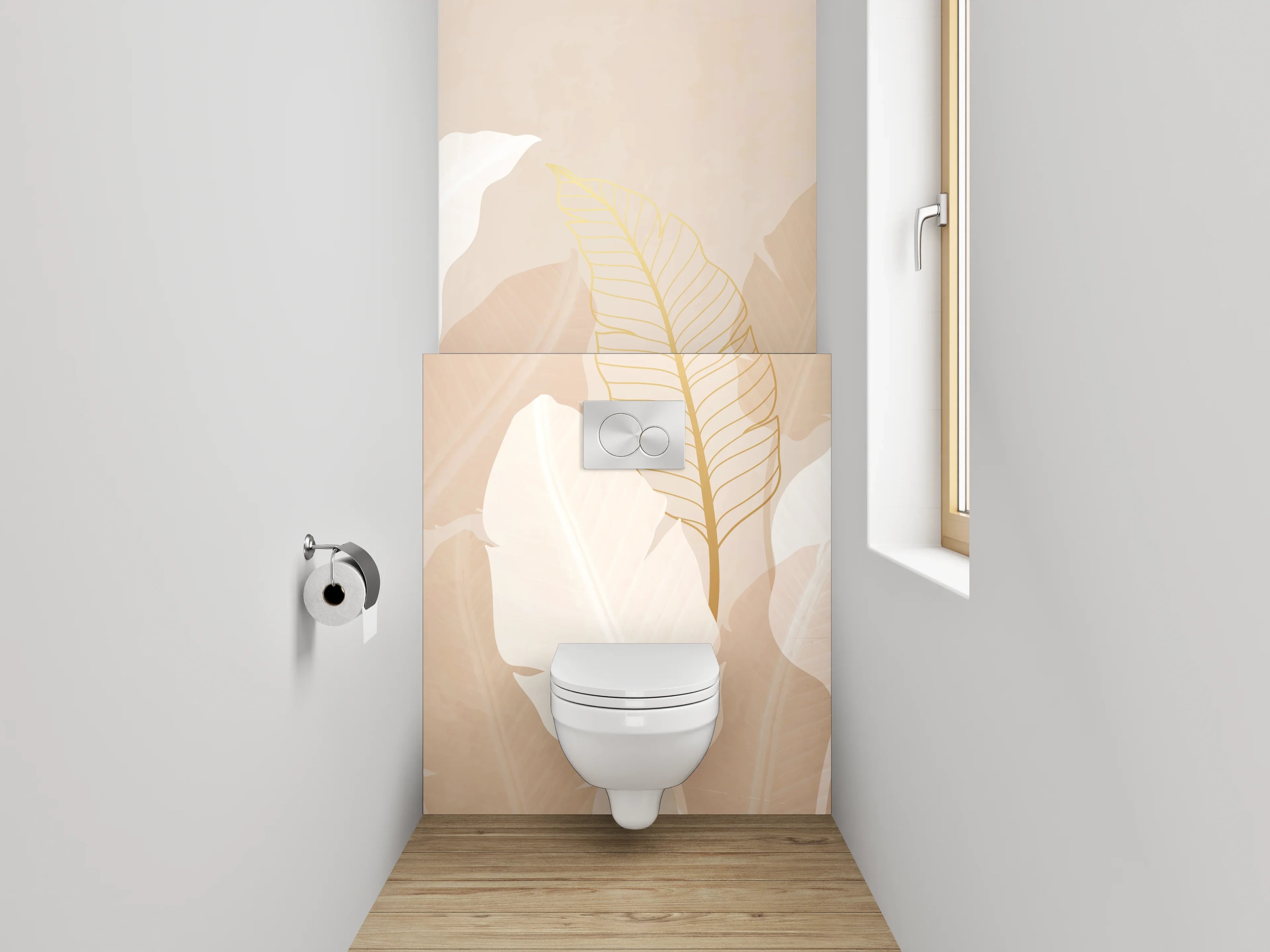 WC-Rückwand - Sanfte Federn Beige Weiß Natur