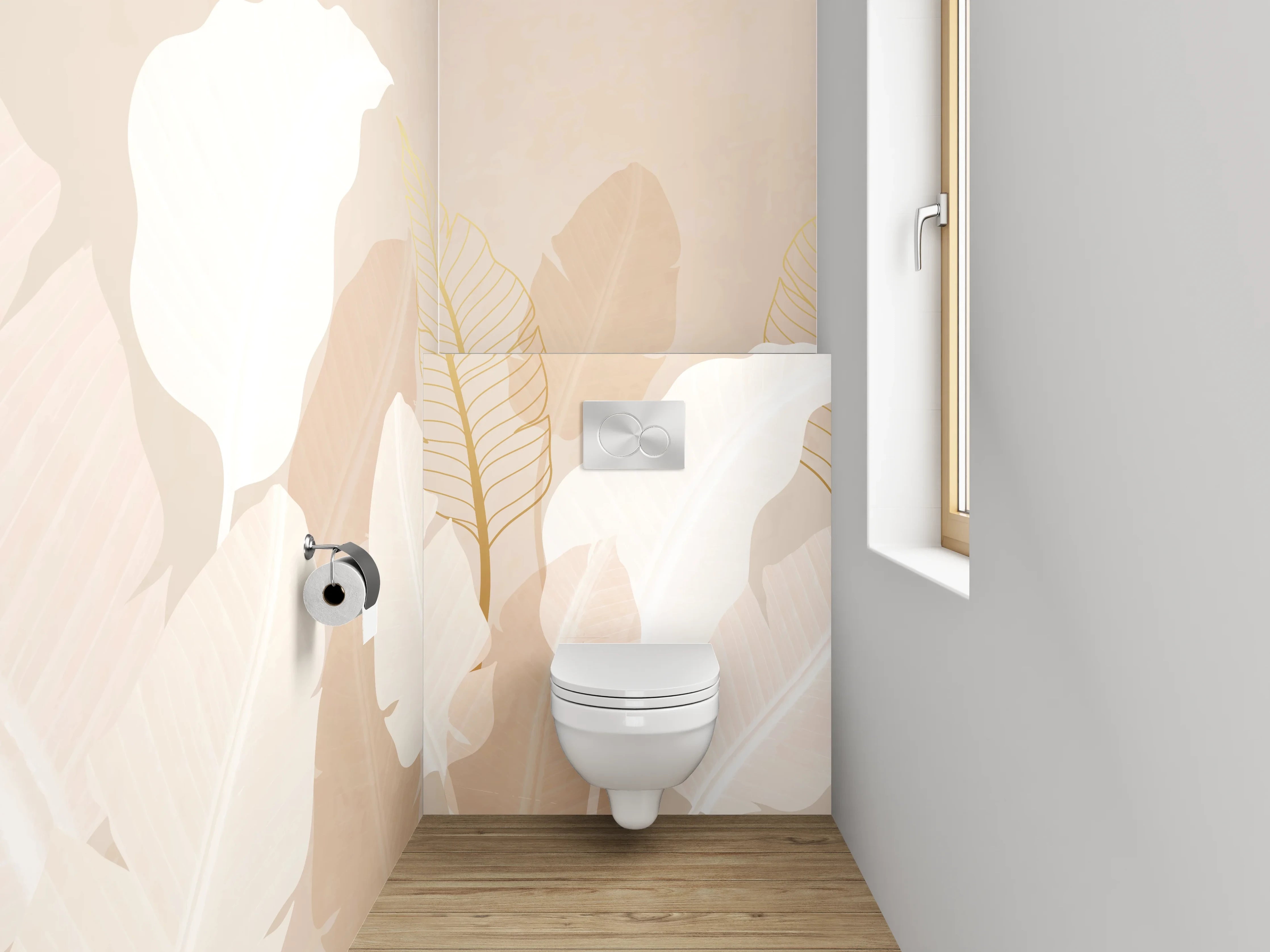 WC-Rückwand - Sanfte Federn Beige Weiß Natur