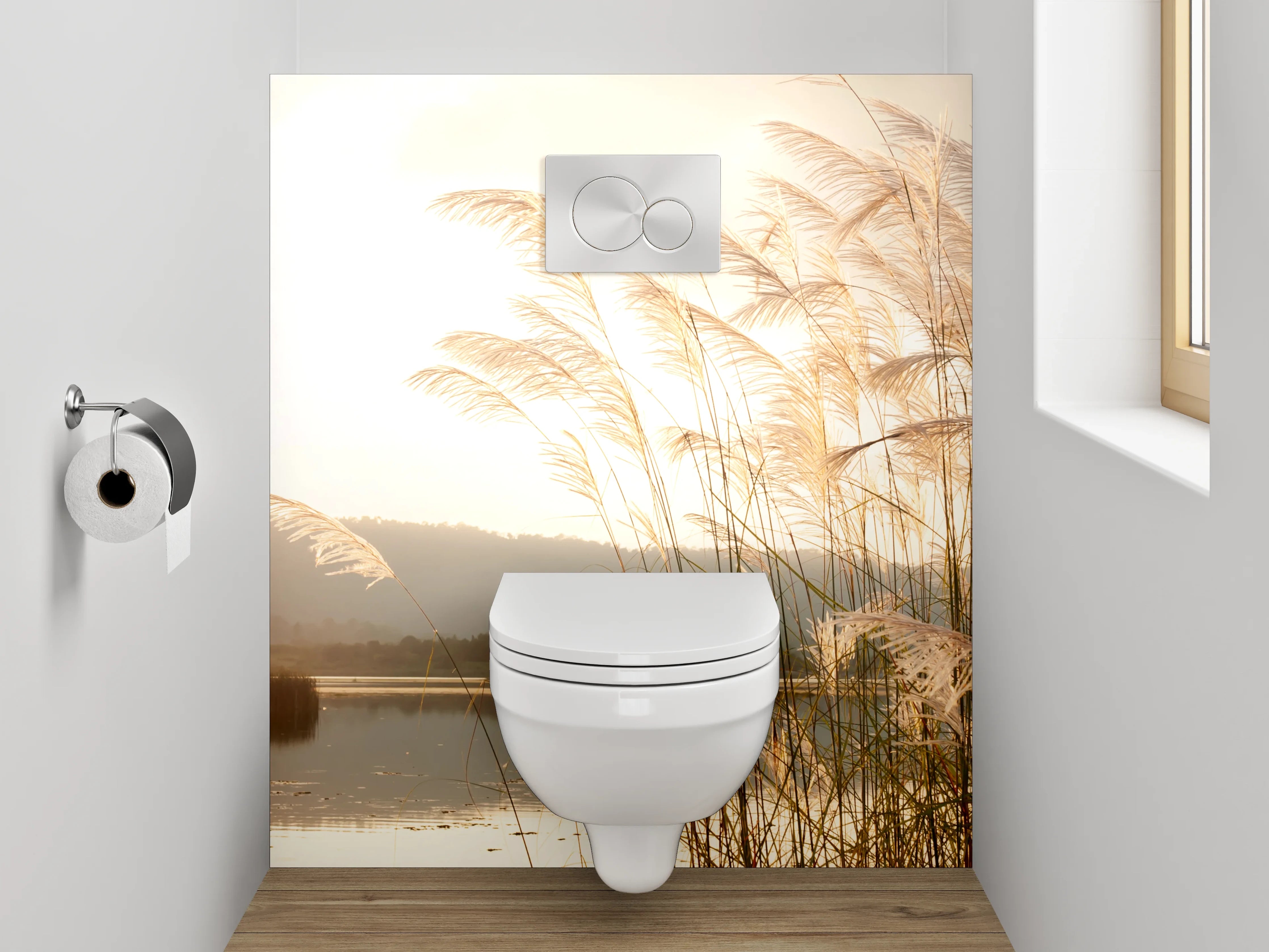 WC-Rückwand - Sanfte Gräser am Seeufer