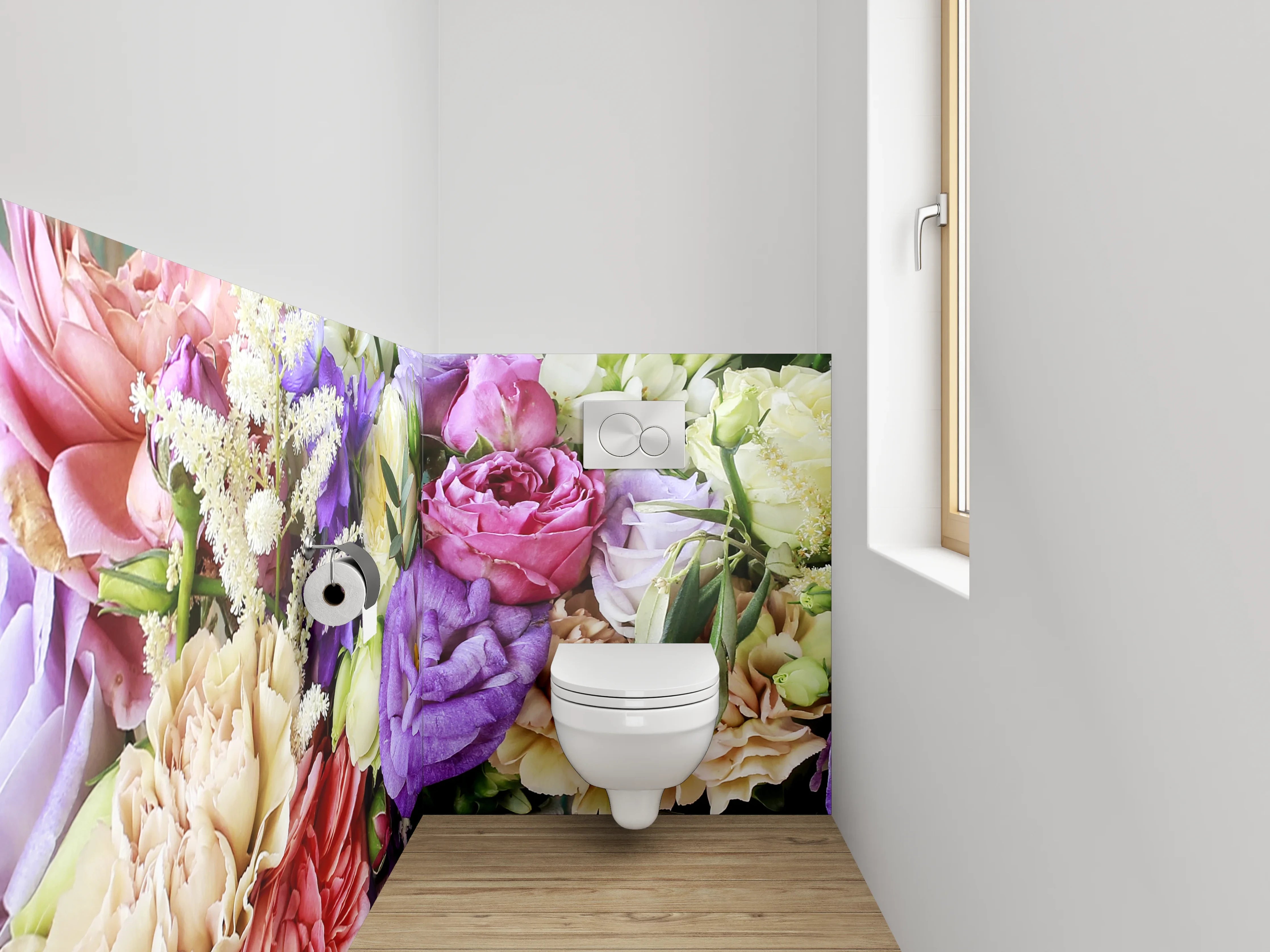 WC-Rückwand - Sanfte Graublumenvielfalt