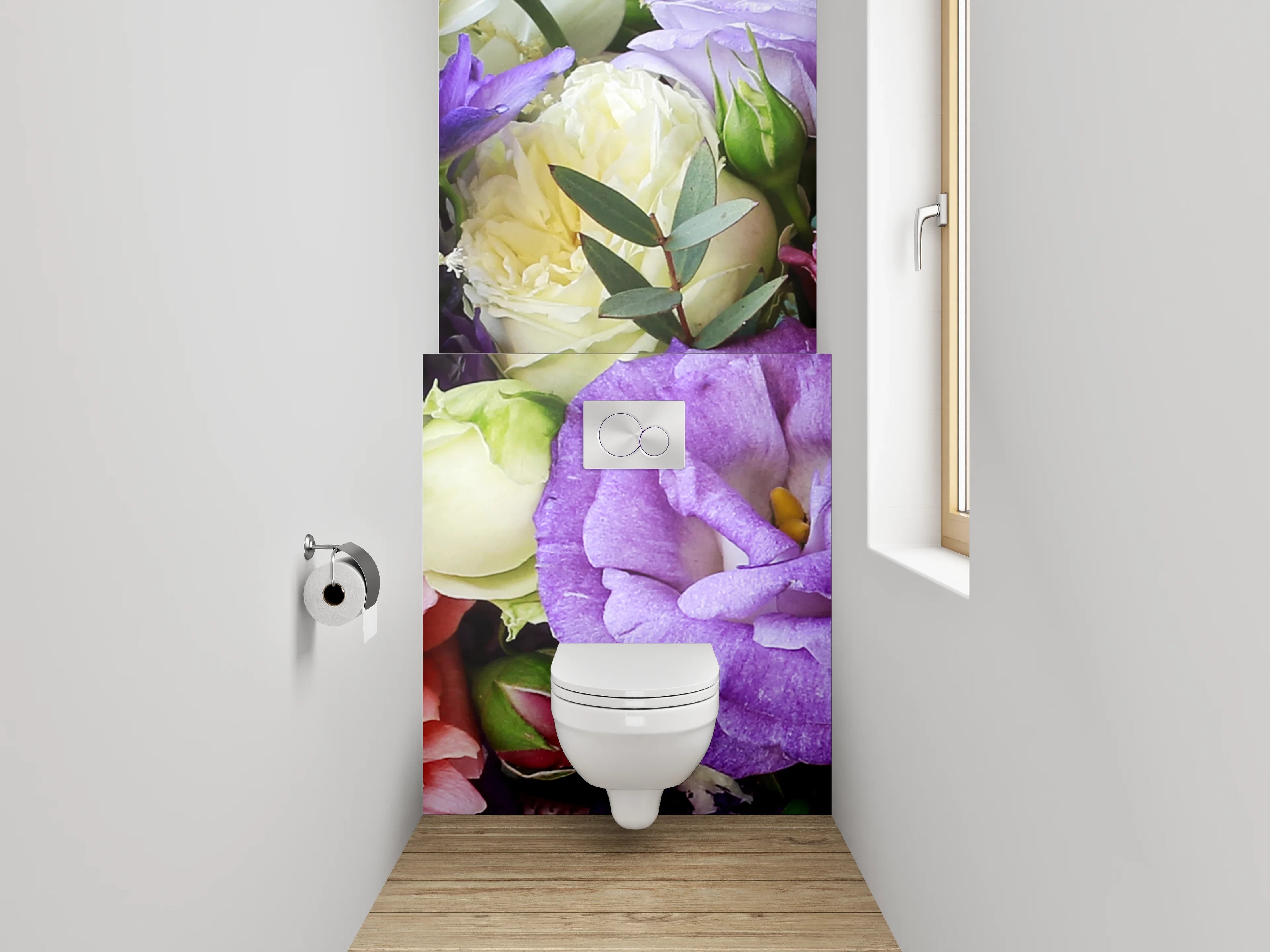 WC-Rückwand - Sanfte Graublumenvielfalt