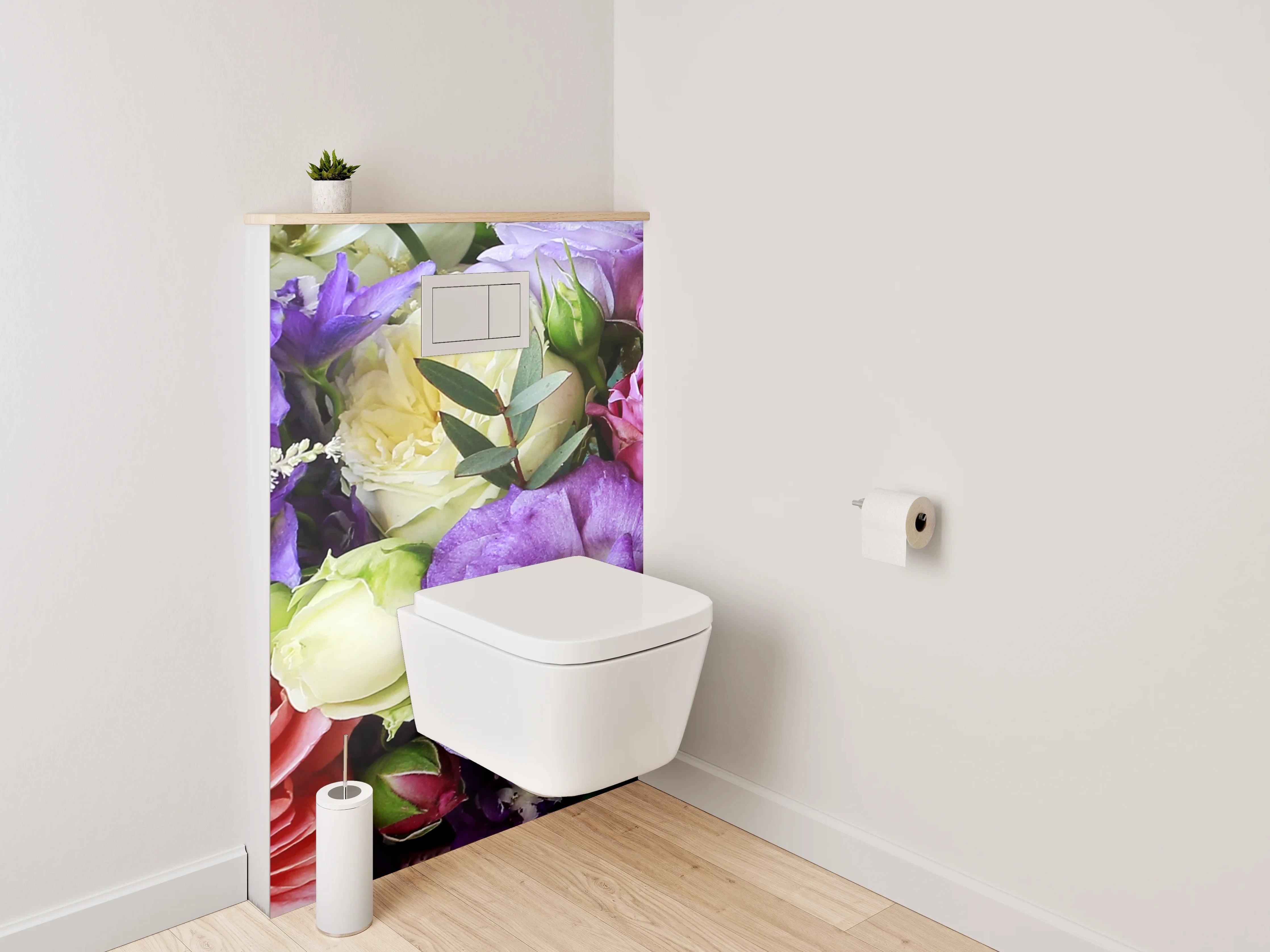 WC-Rückwand - Sanfte Graublumenvielfalt