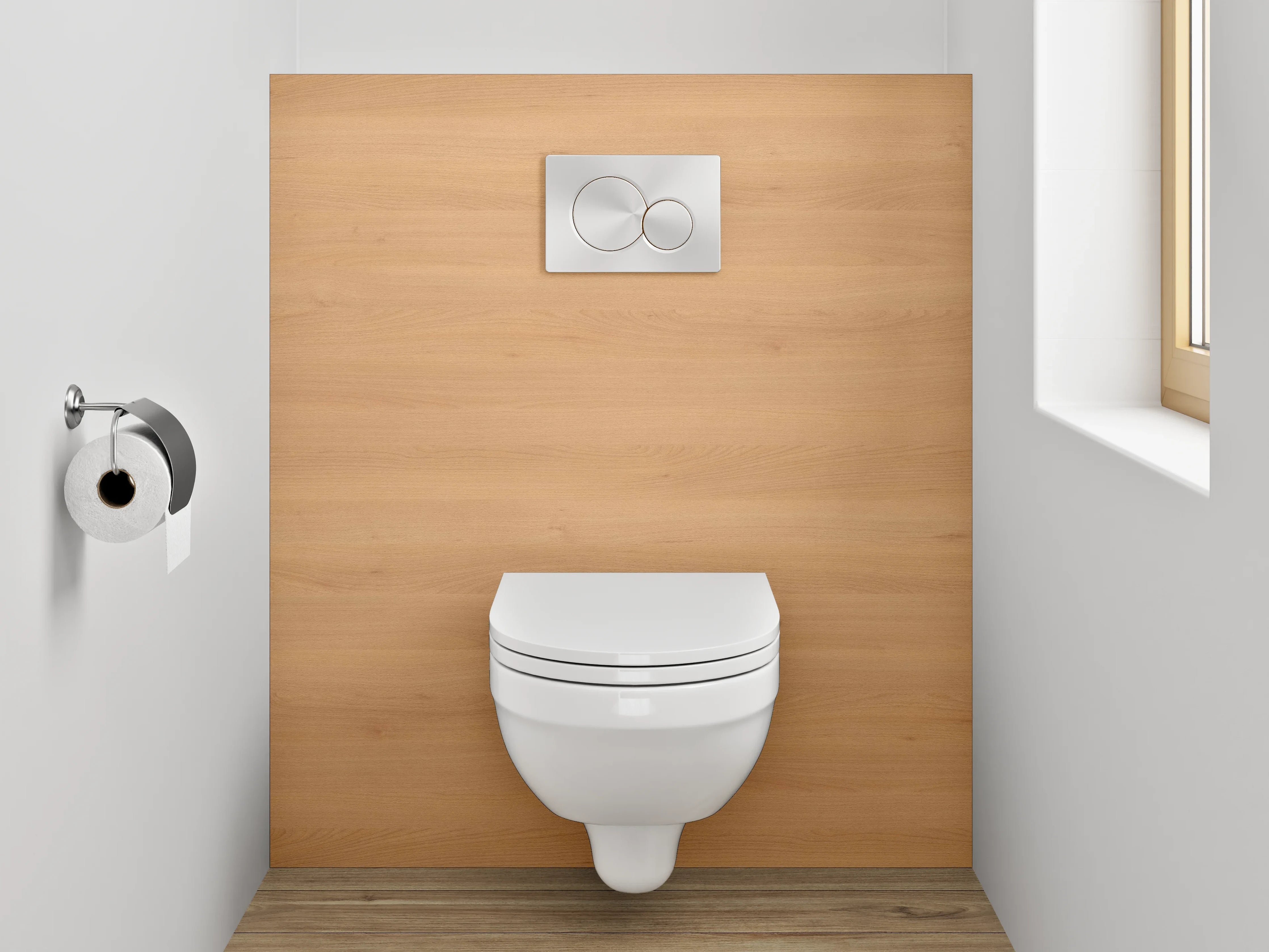 WC-Rückwand - Sanfte Grautöne auf Holz