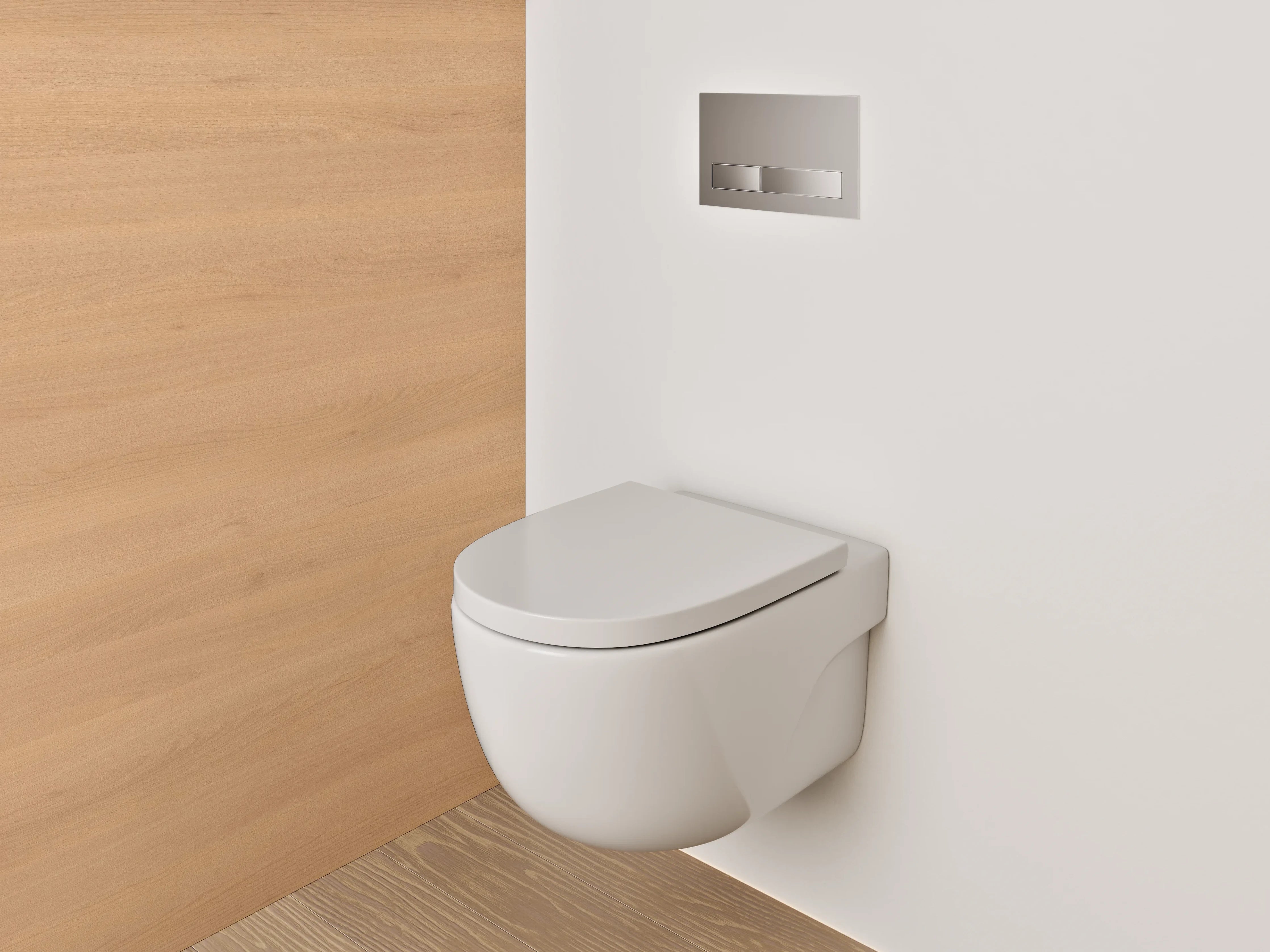 WC-Rückwand - Sanfte Grautöne auf Holz