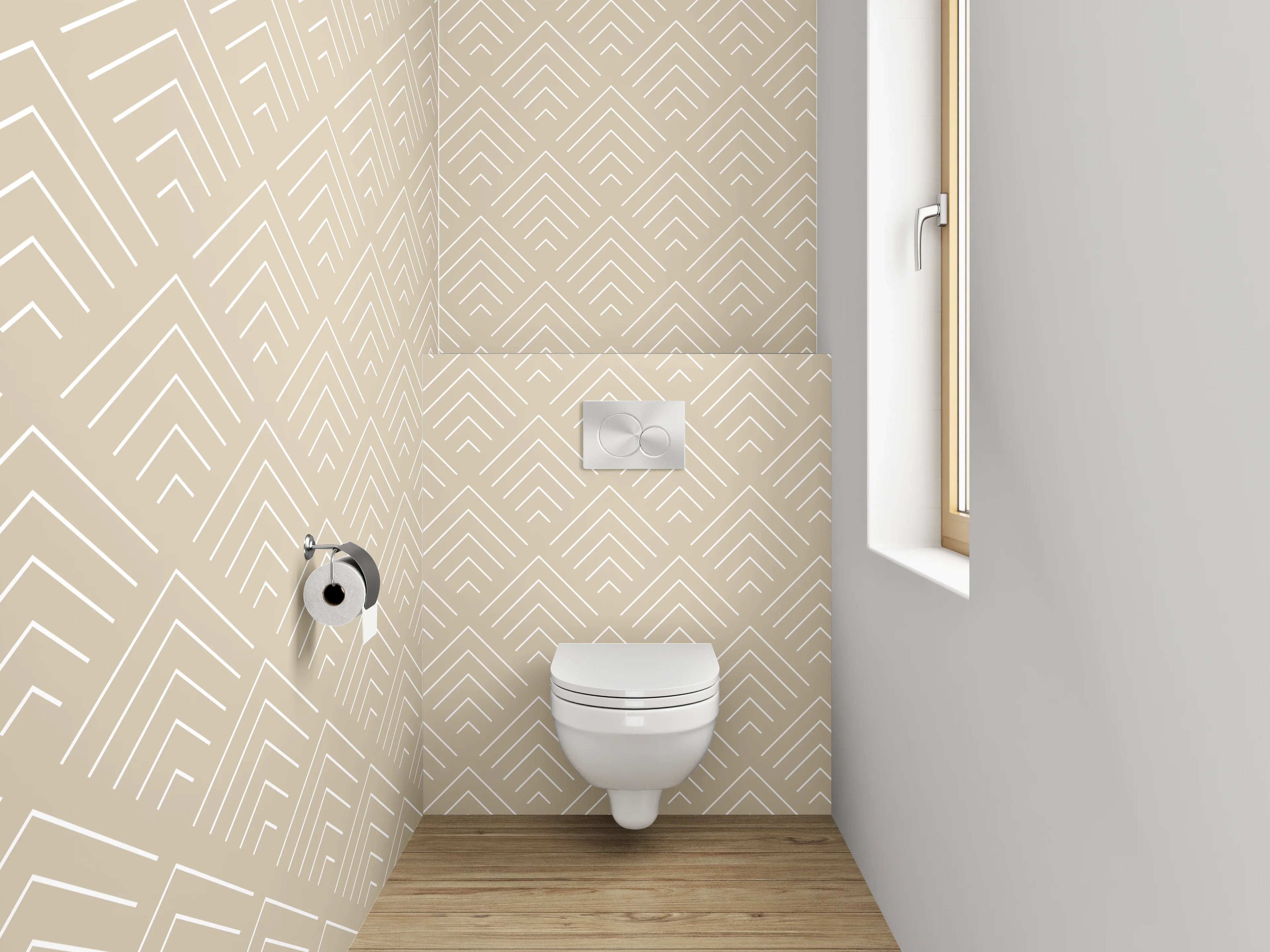 WC-Rückwand - Sanfte Grautöne auf weißem Grund