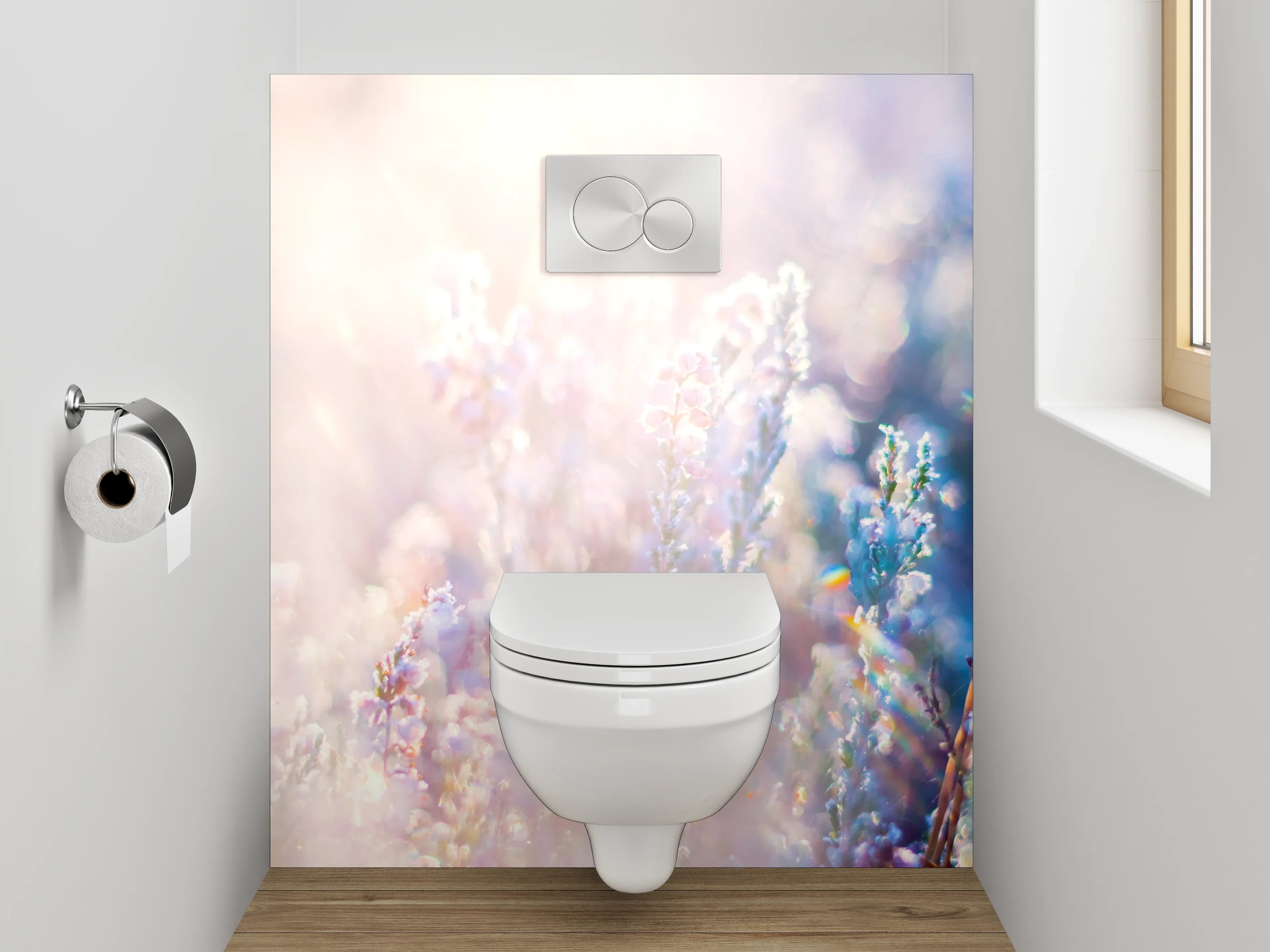 WC-Rückwand - Sanfte Lavendelwiese im Morgenlicht