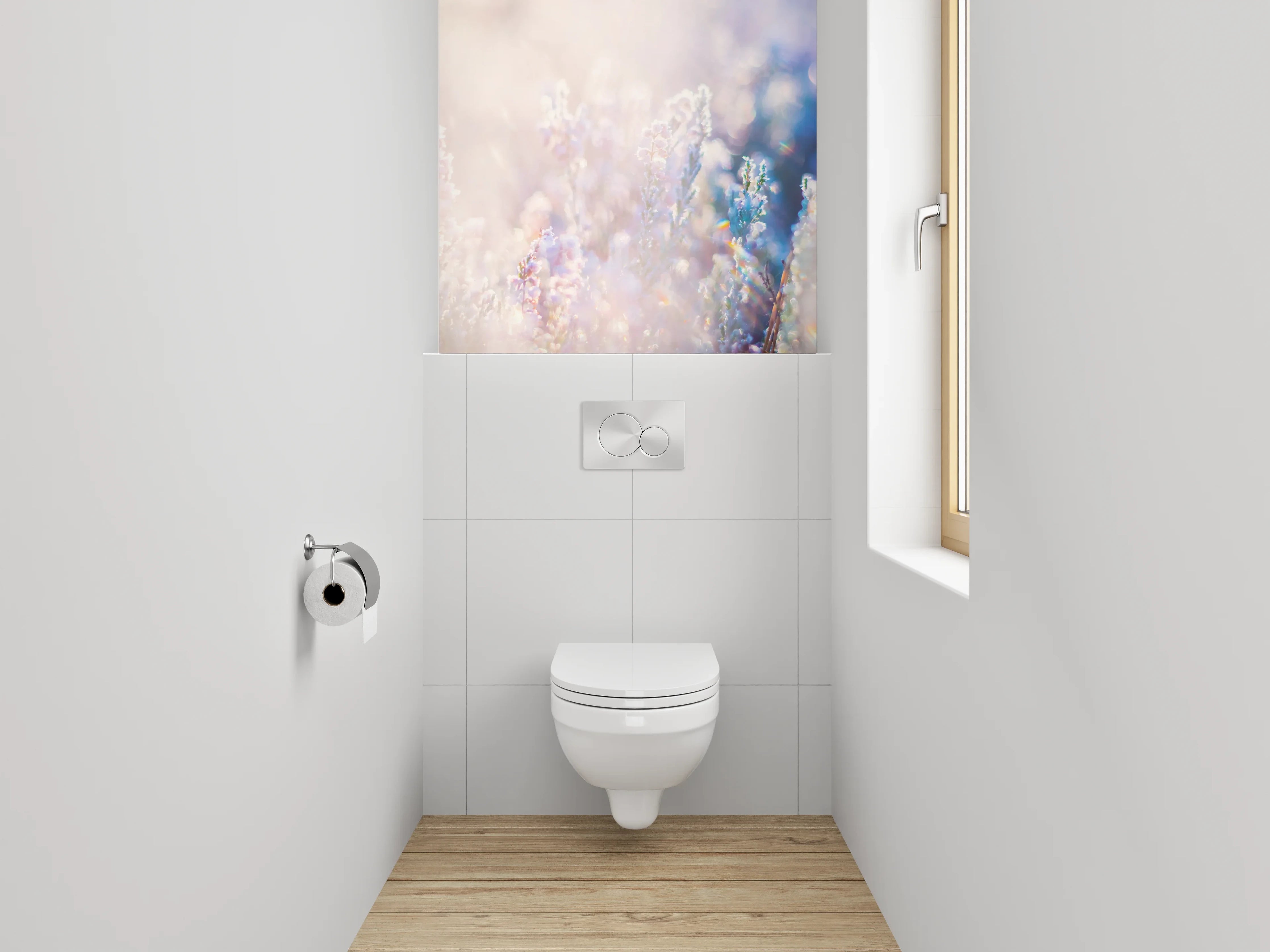 WC-Rückwand - Sanfte Lavendelwiese im Morgenlicht