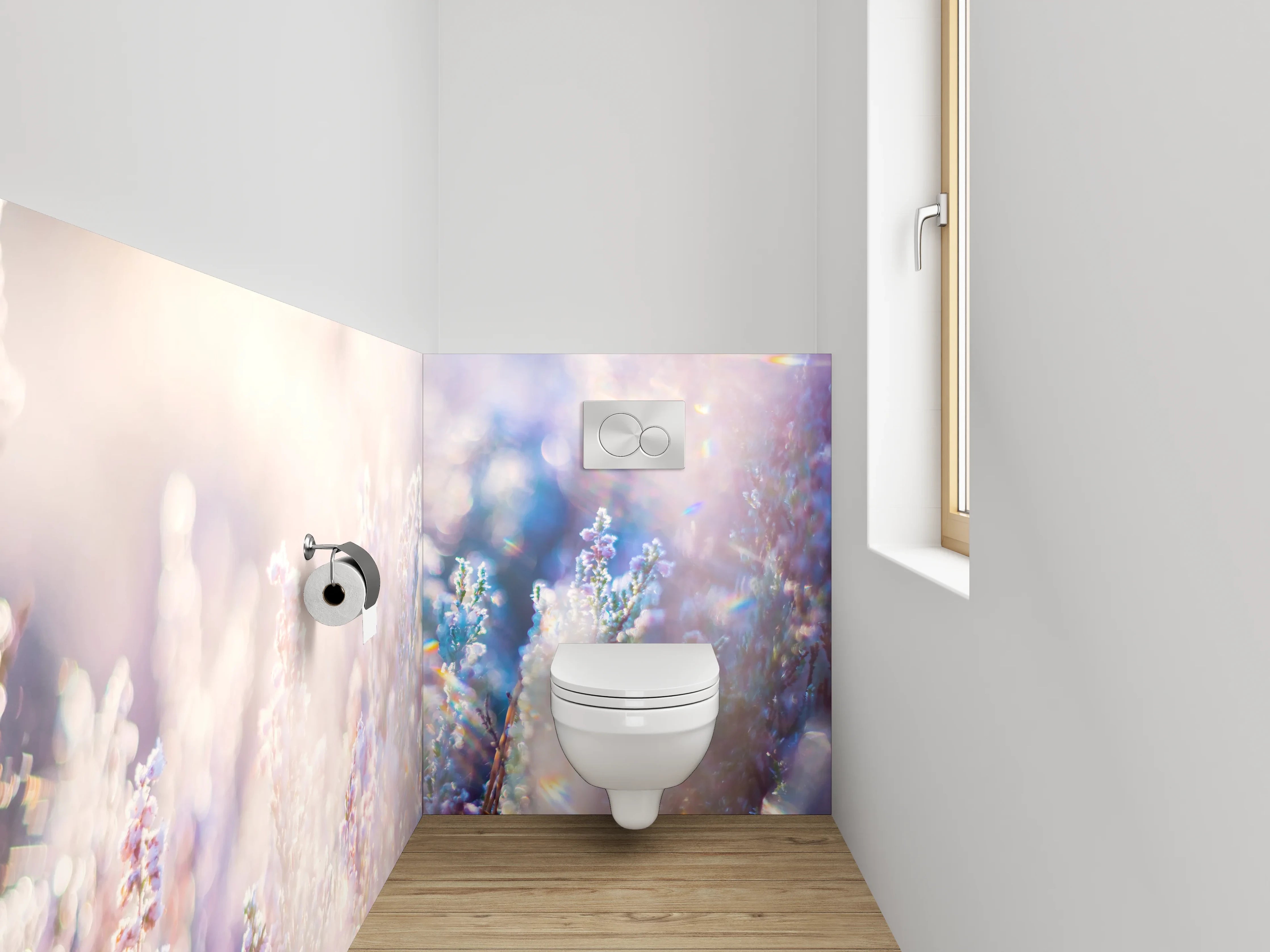 WC-Rückwand - Sanfte Lavendelwiese im Morgenlicht