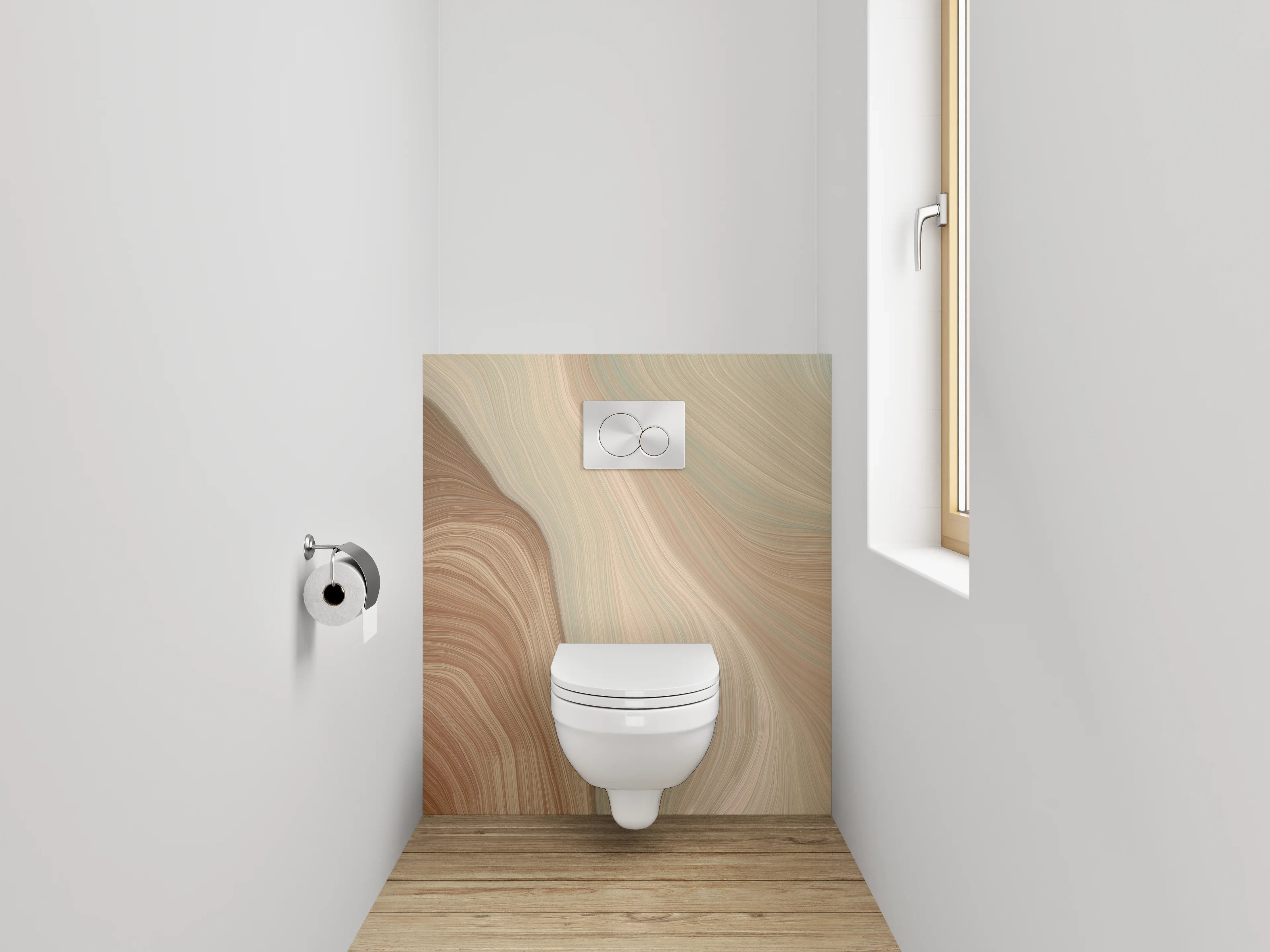 WC-Rückwand - Sanfte Marmorwellen Beige Braun Weiß