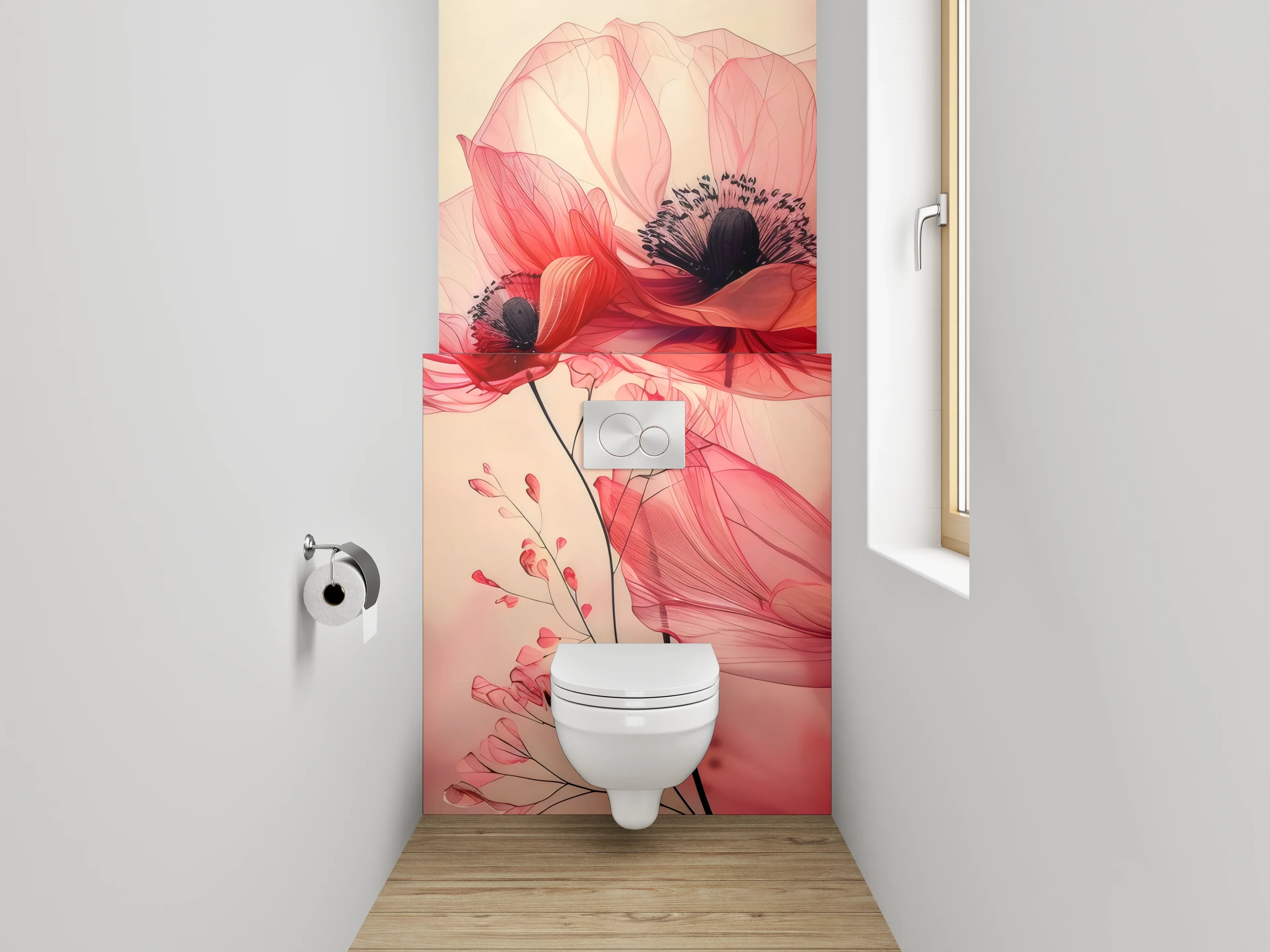 WC-Rückwand - Sanfte Osterglocken in Wasseroptik