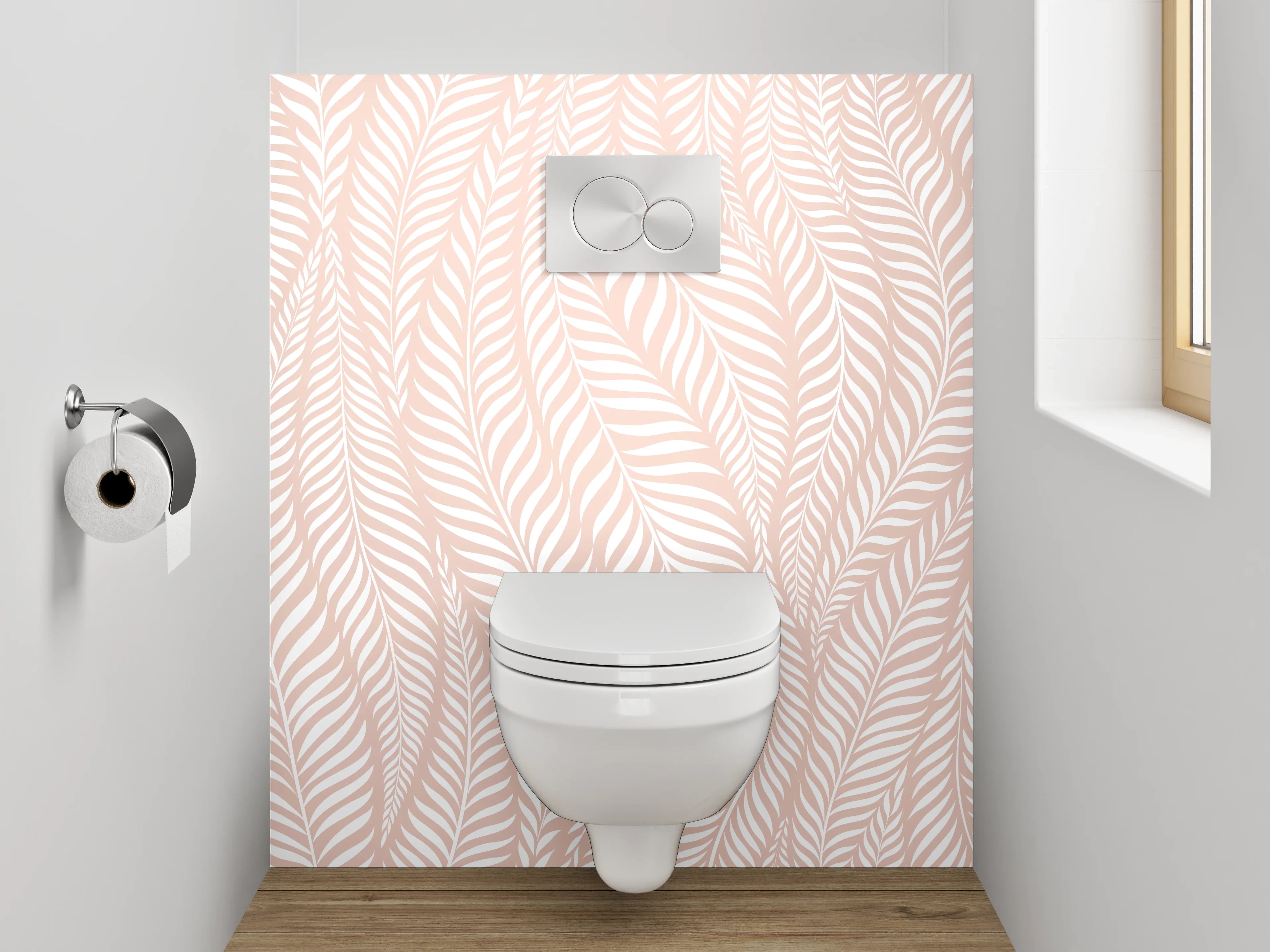 WC-Rückwand - Sanfte Palmblätter Rosa Muster