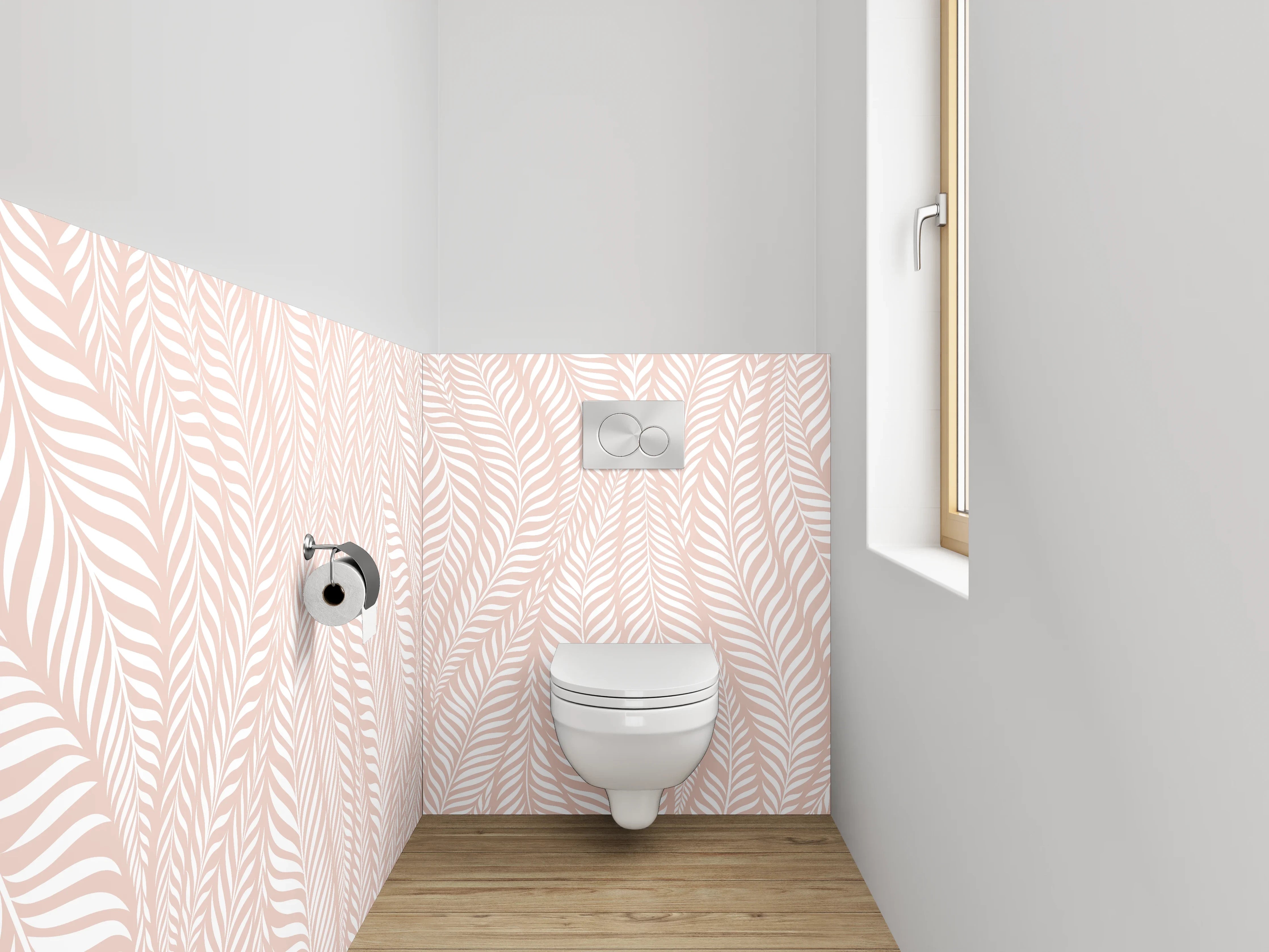 WC-Rückwand - Sanfte Palmblätter Rosa Muster