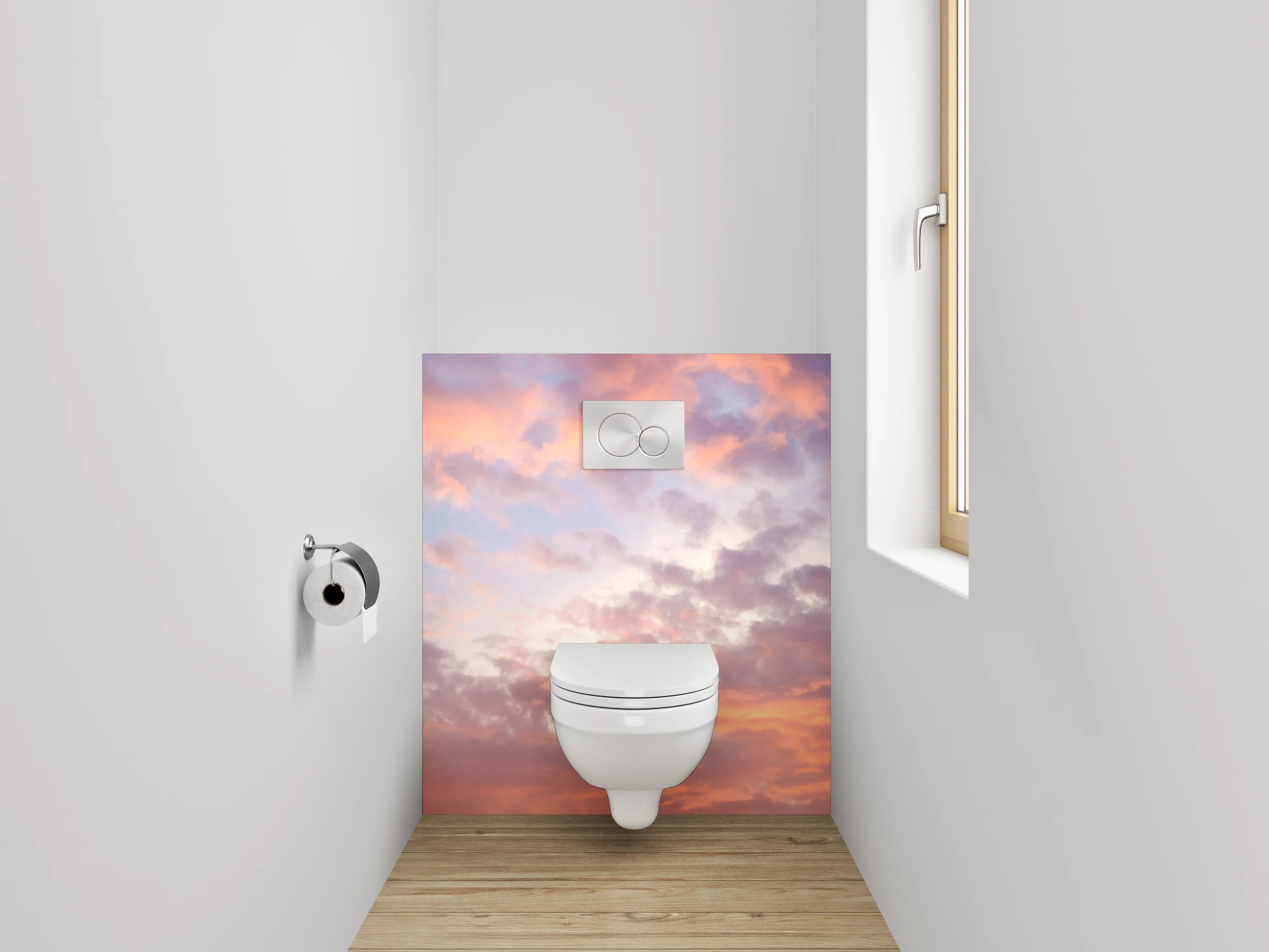 WC-Rückwand - Sanfte Pastellwolken am Himmel