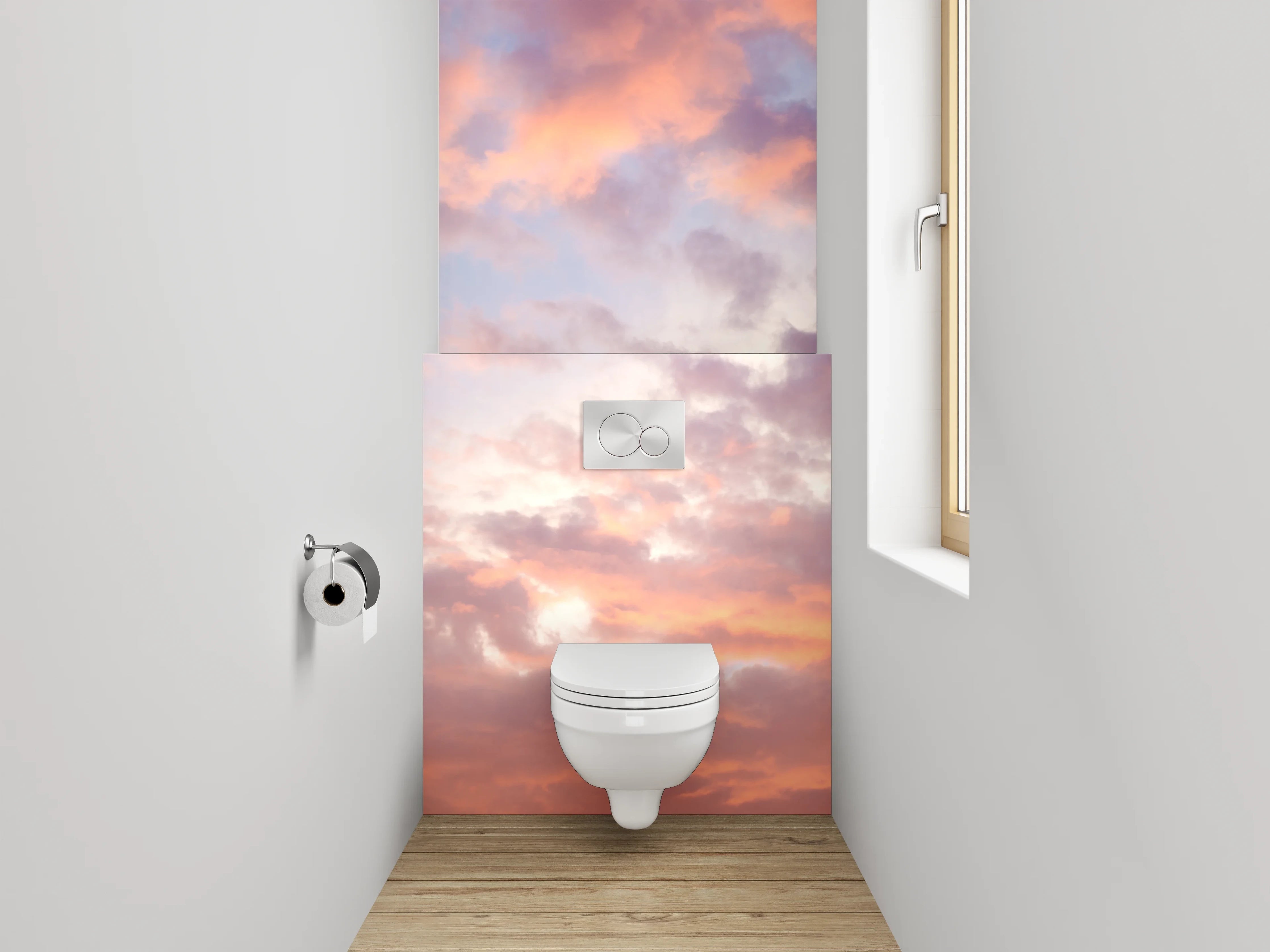 WC-Rückwand - Sanfte Pastellwolken am Himmel