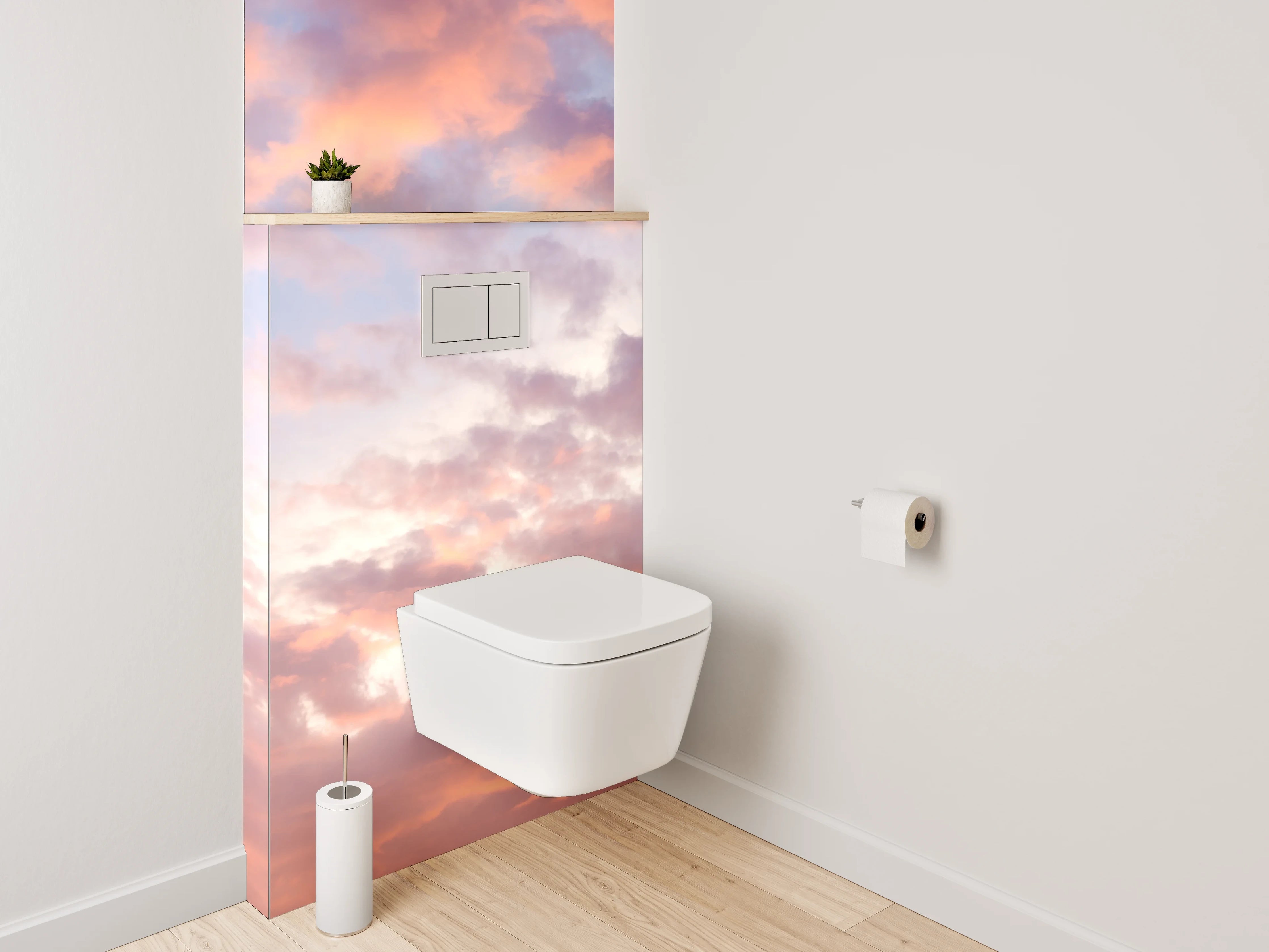 WC-Rückwand - Sanfte Pastellwolken am Himmel