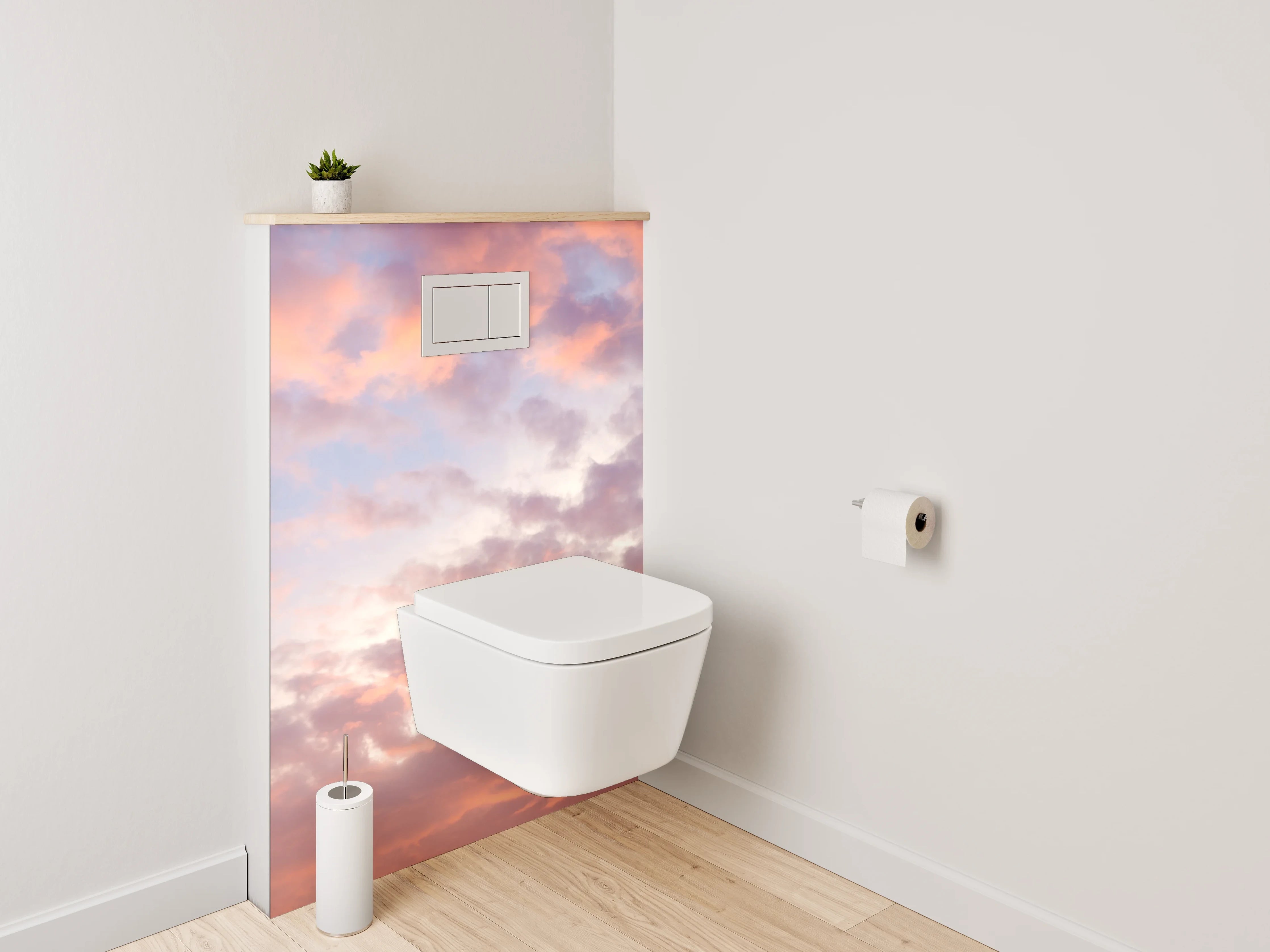 WC-Rückwand - Sanfte Pastellwolken am Himmel