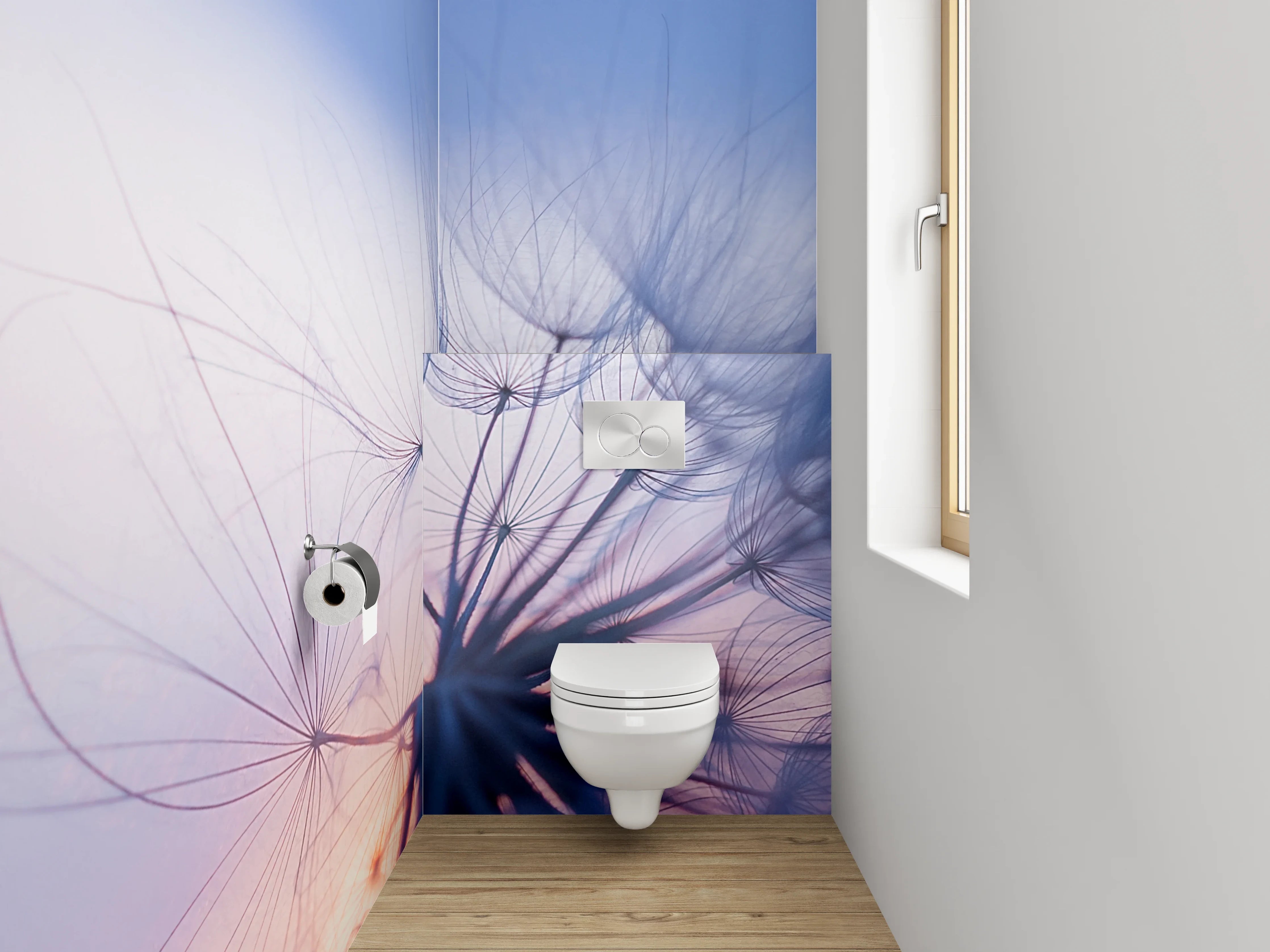 WC-Rückwand - Sanfte Pusteblume bei Sonnenuntergang