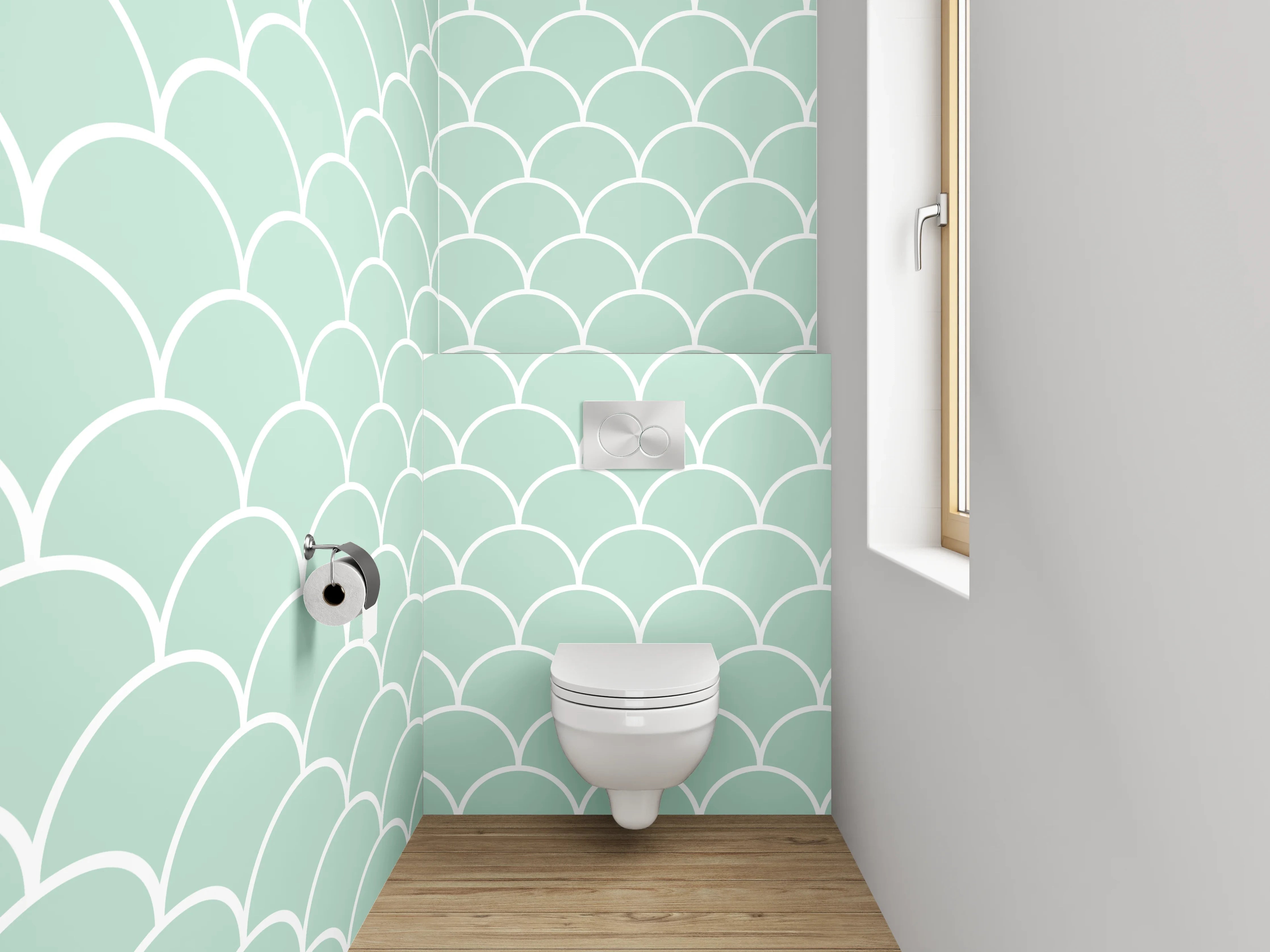 WC-Rückwand - Sanfte Schuppenmuster Mintgrün