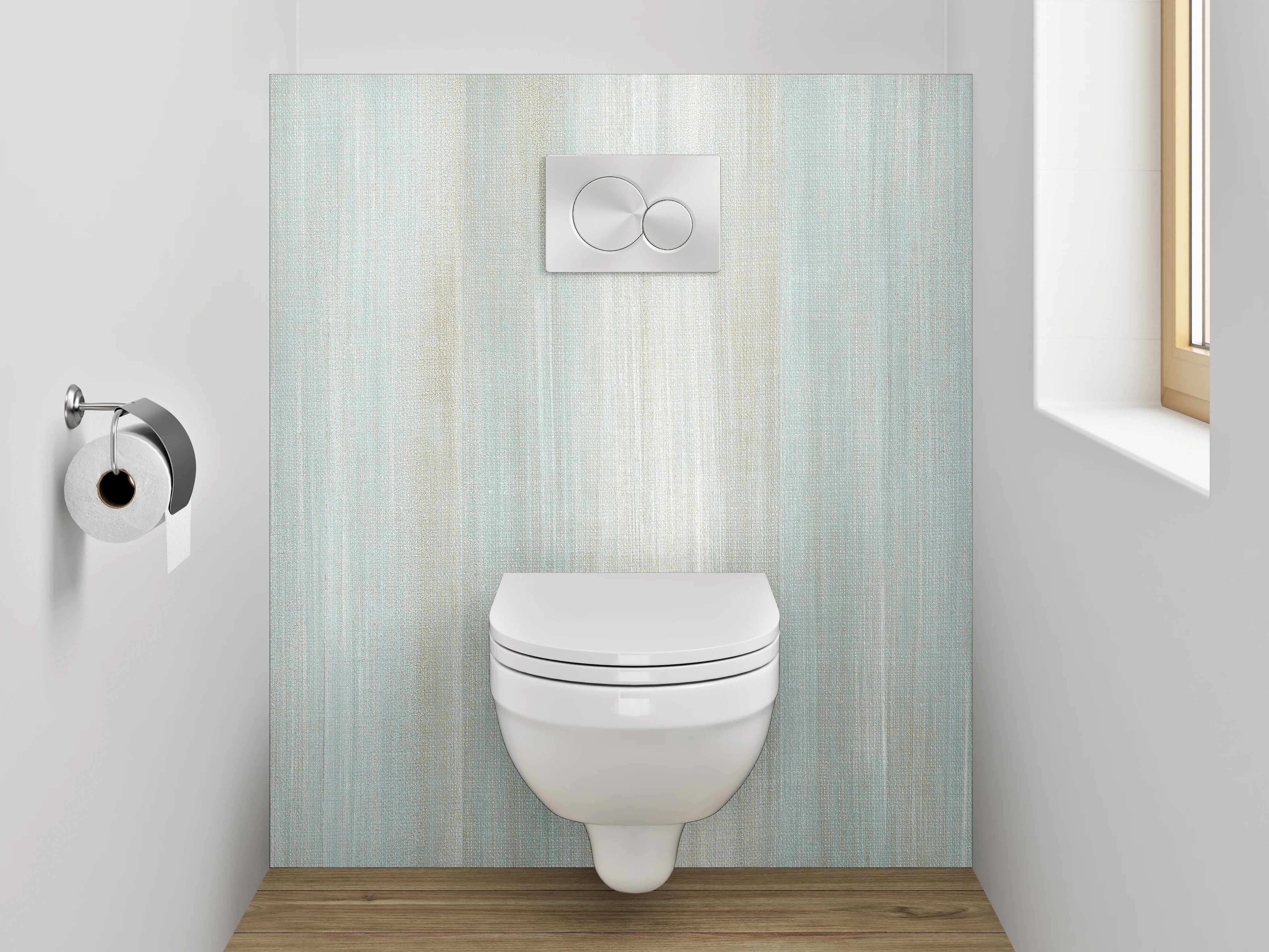 WC-Rückwand - Sanfte Streifen in Weiß-Blau-Optik