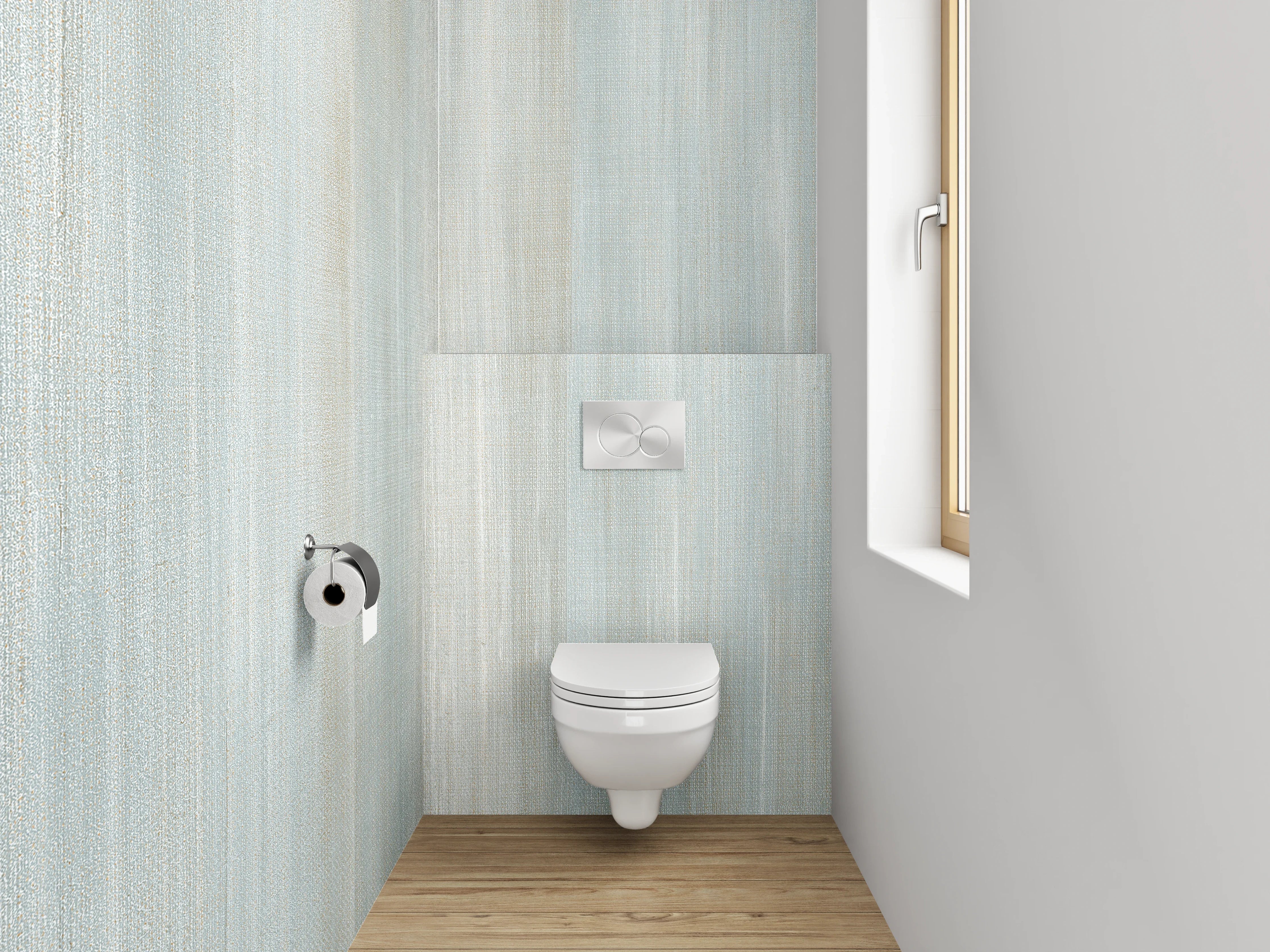 WC-Rückwand - Sanfte Streifen in Weiß-Blau-Optik
