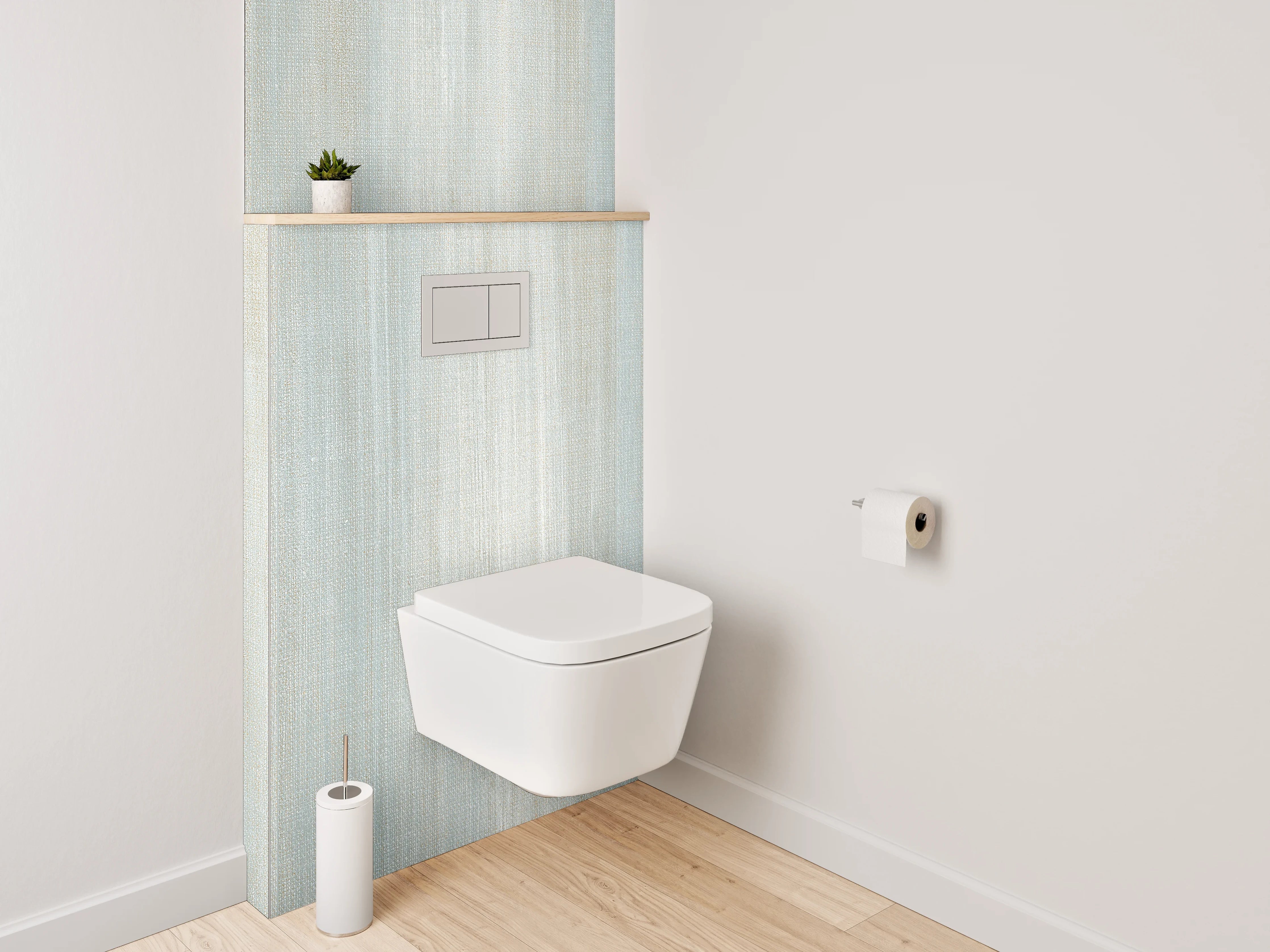 WC-Rückwand - Sanfte Streifen in Weiß-Blau-Optik