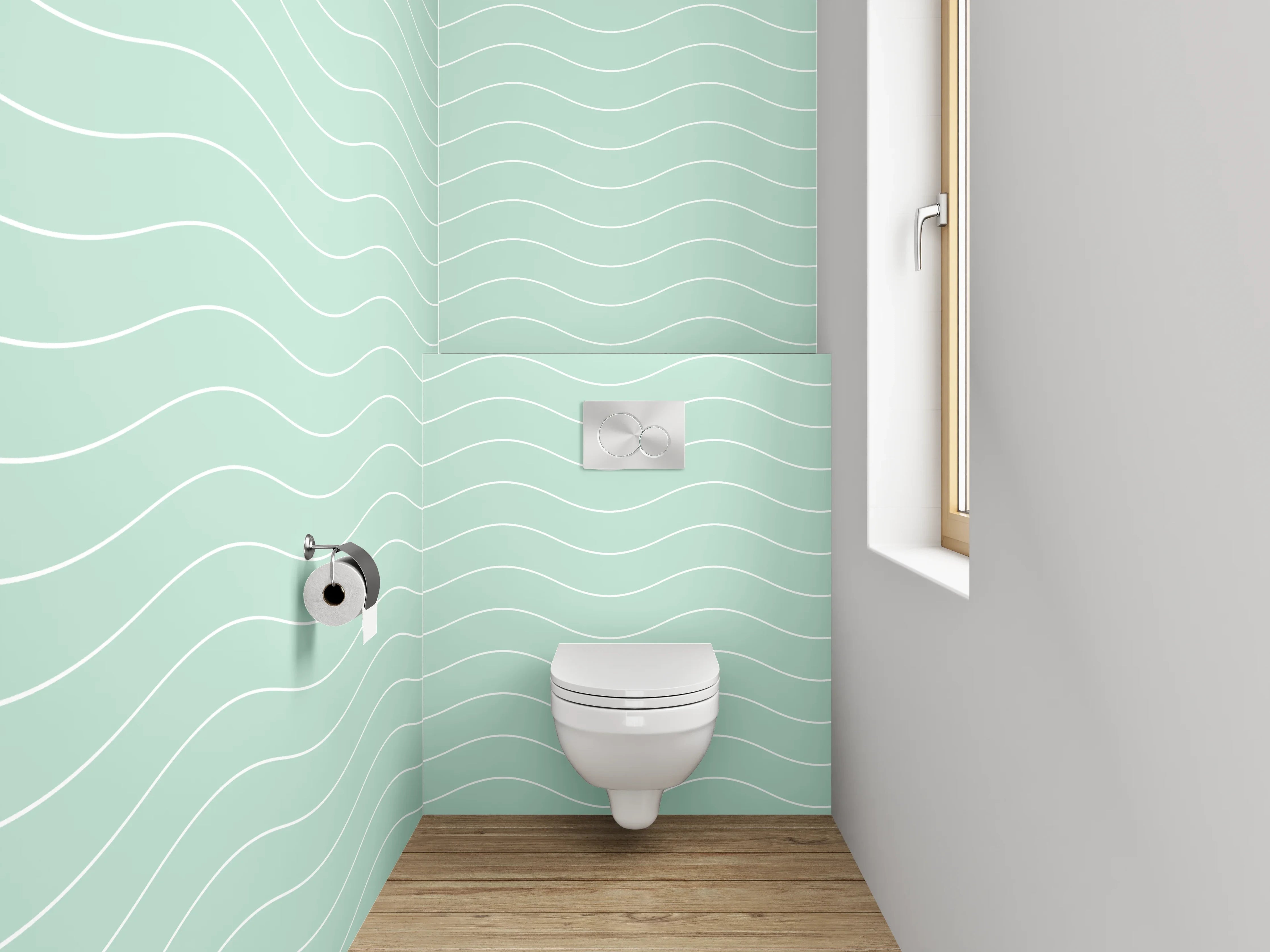 WC-Rückwand - Sanfte Wellen Mintgrün Muster