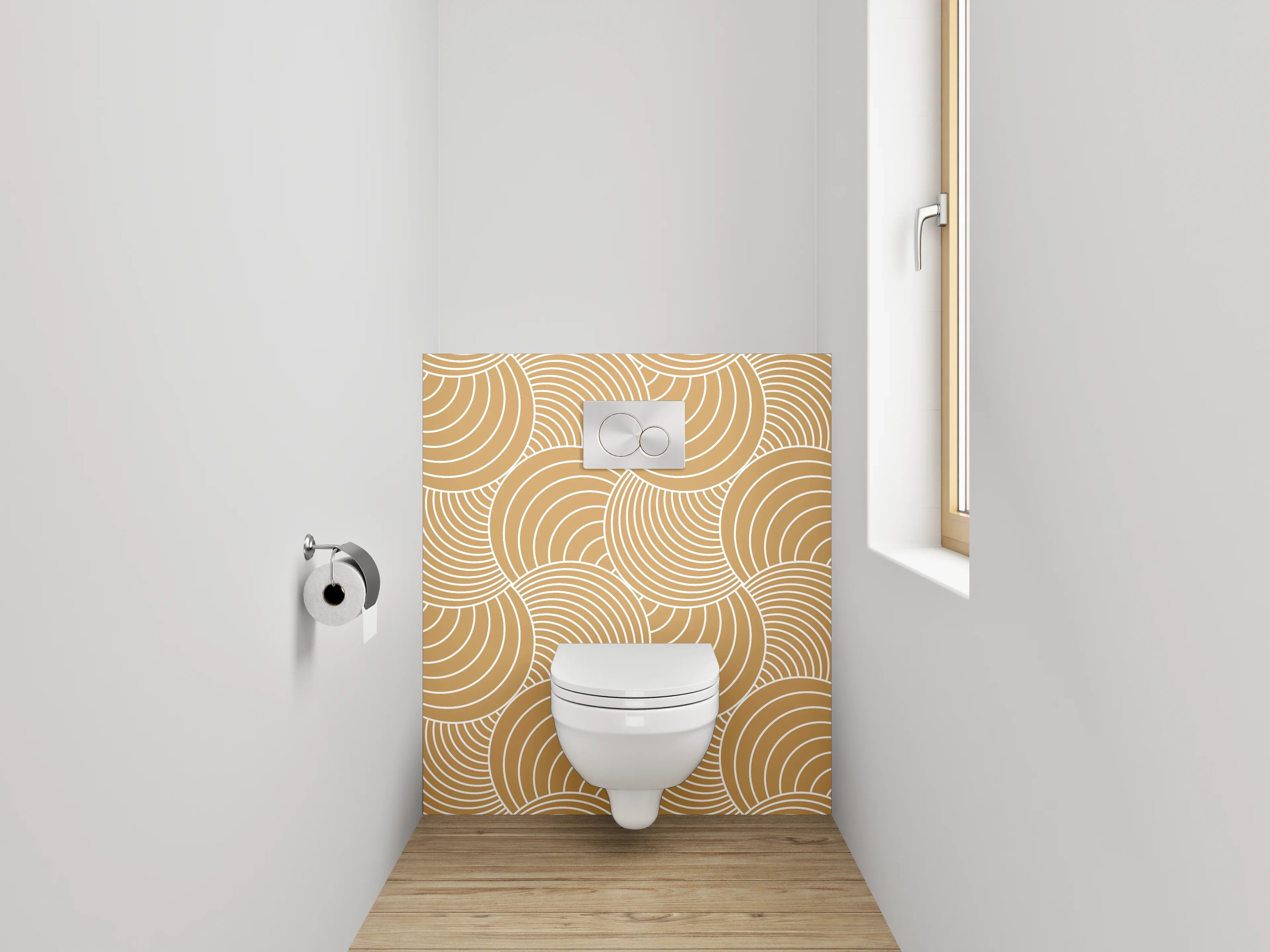 WC-Rückwand - Sanfte Wellen in Beige und Grau