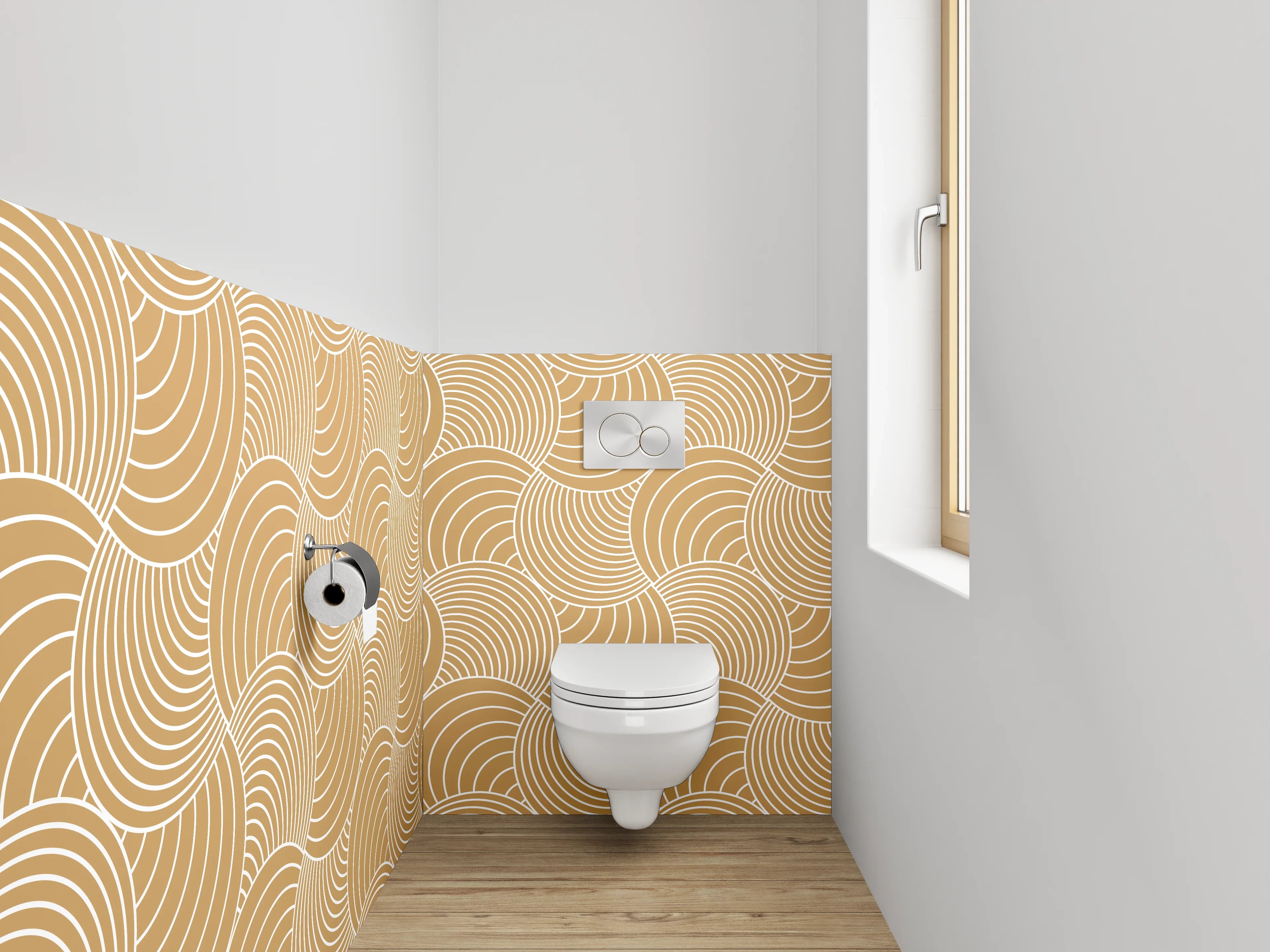 WC-Rückwand - Sanfte Wellen in Beige und Grau