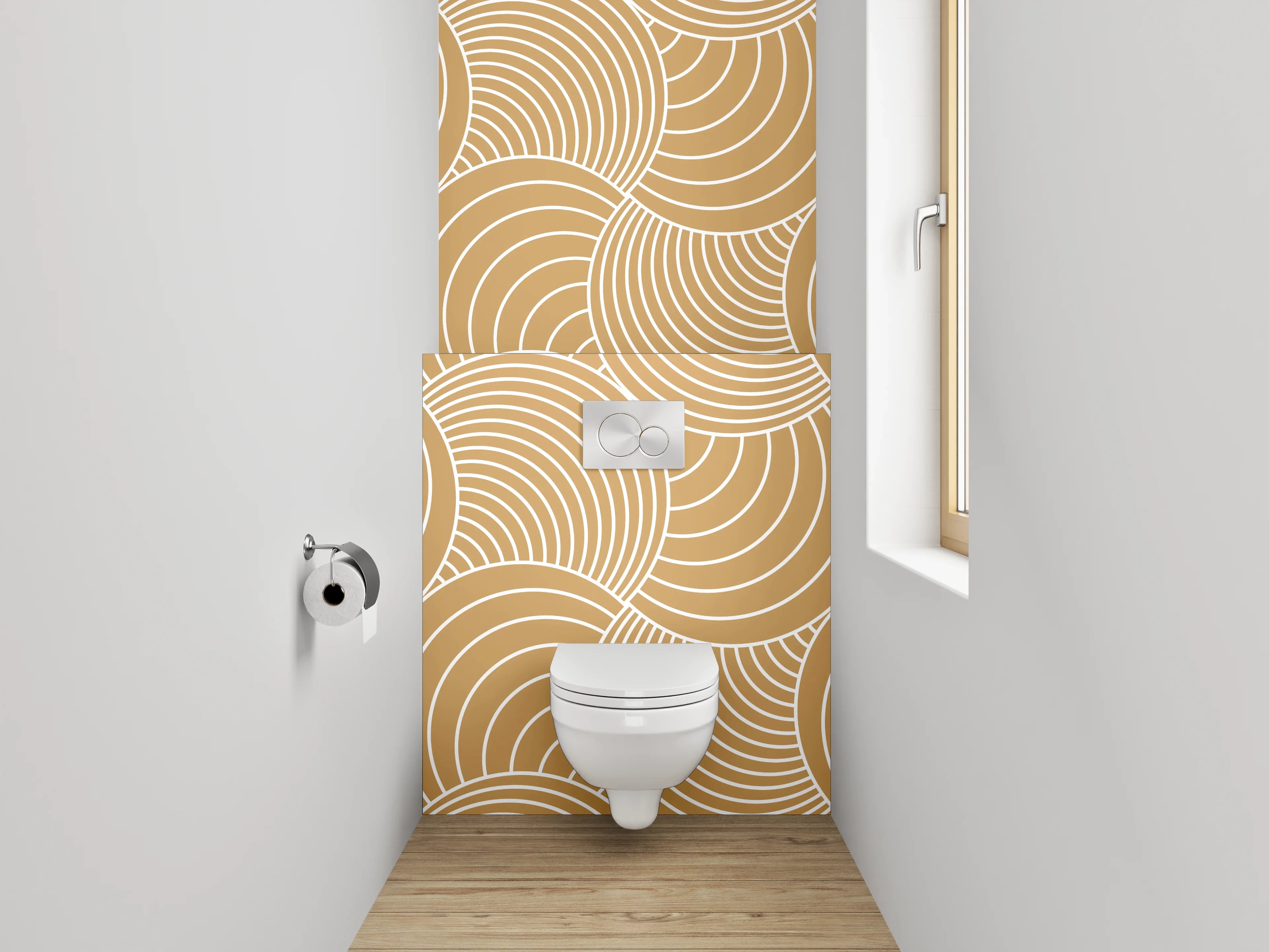 WC-Rückwand - Sanfte Wellen in Beige und Grau