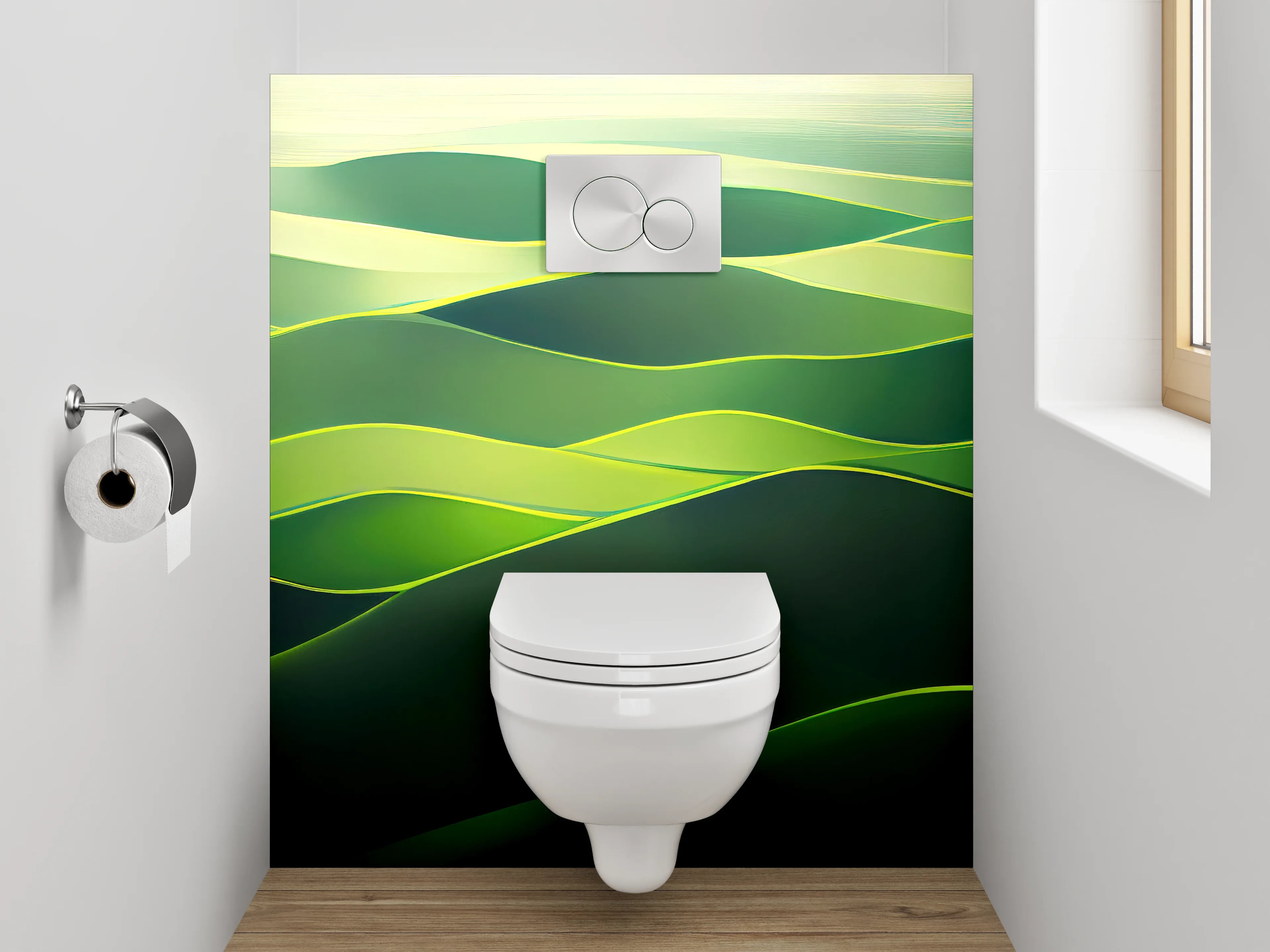 WC-Rückwand - Sanfte grüne Hügel Landschaft