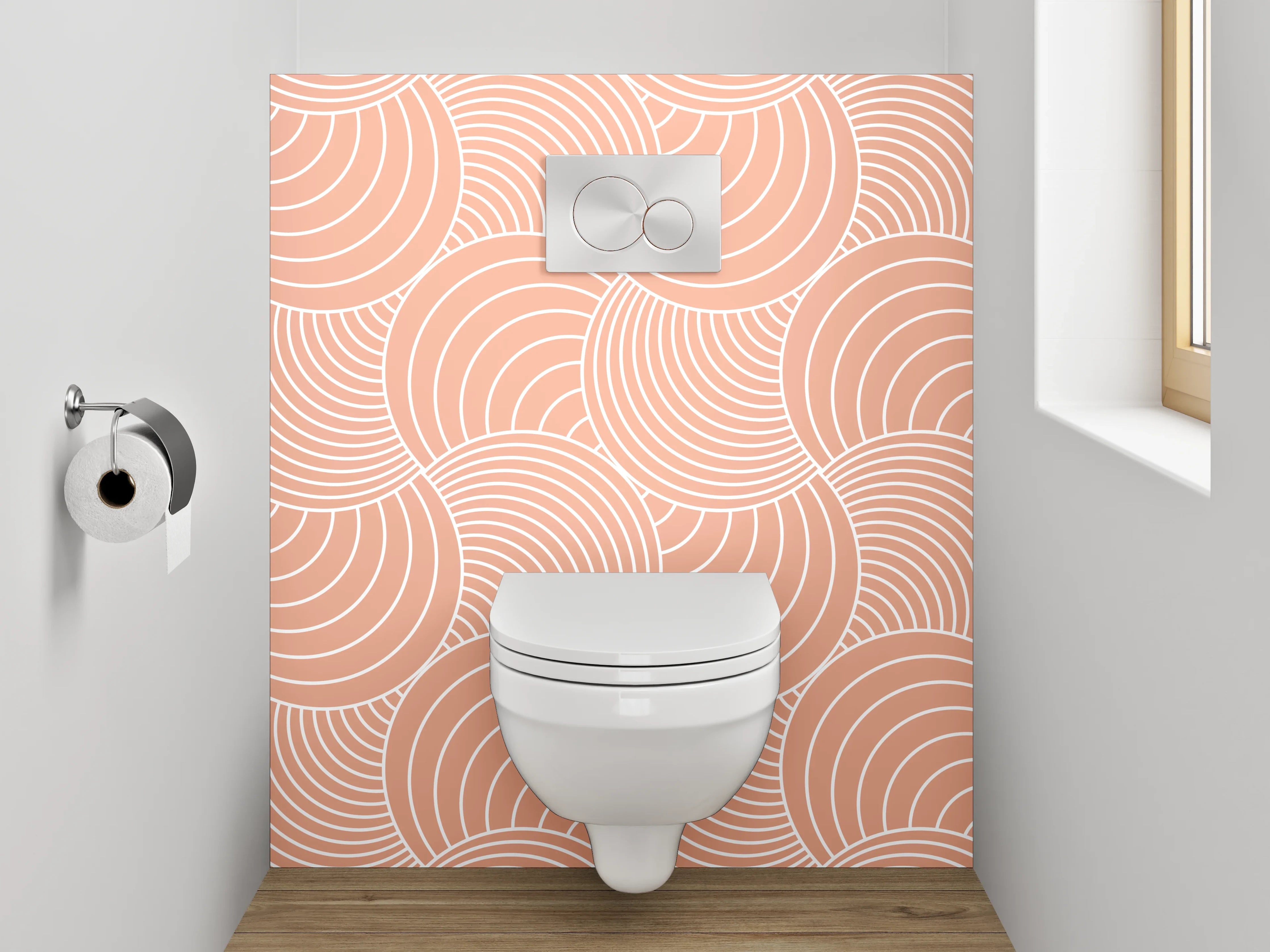 WC-Rückwand - Sanfte peachfarbene Wellenmuster