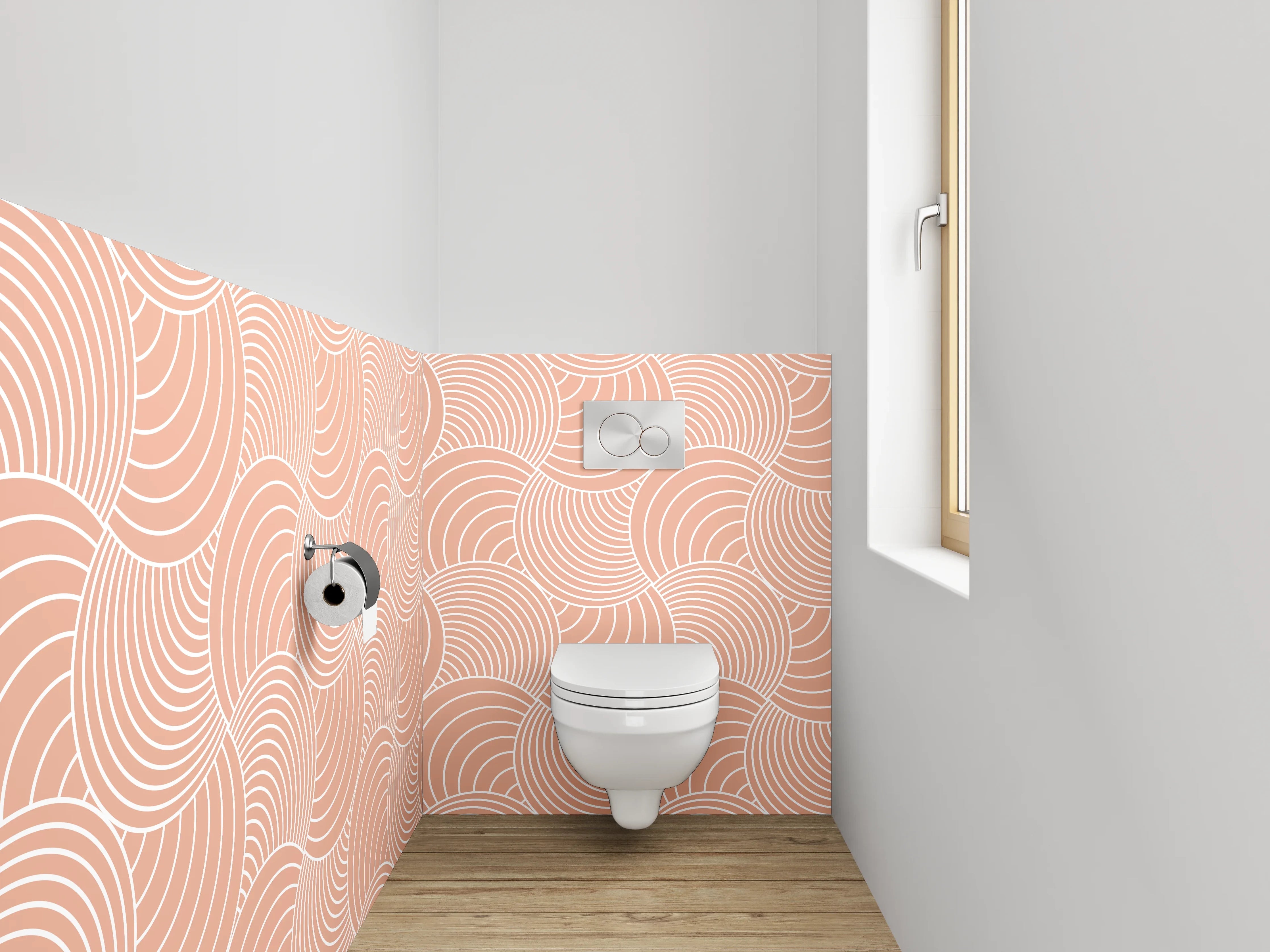 WC-Rückwand - Sanfte peachfarbene Wellenmuster