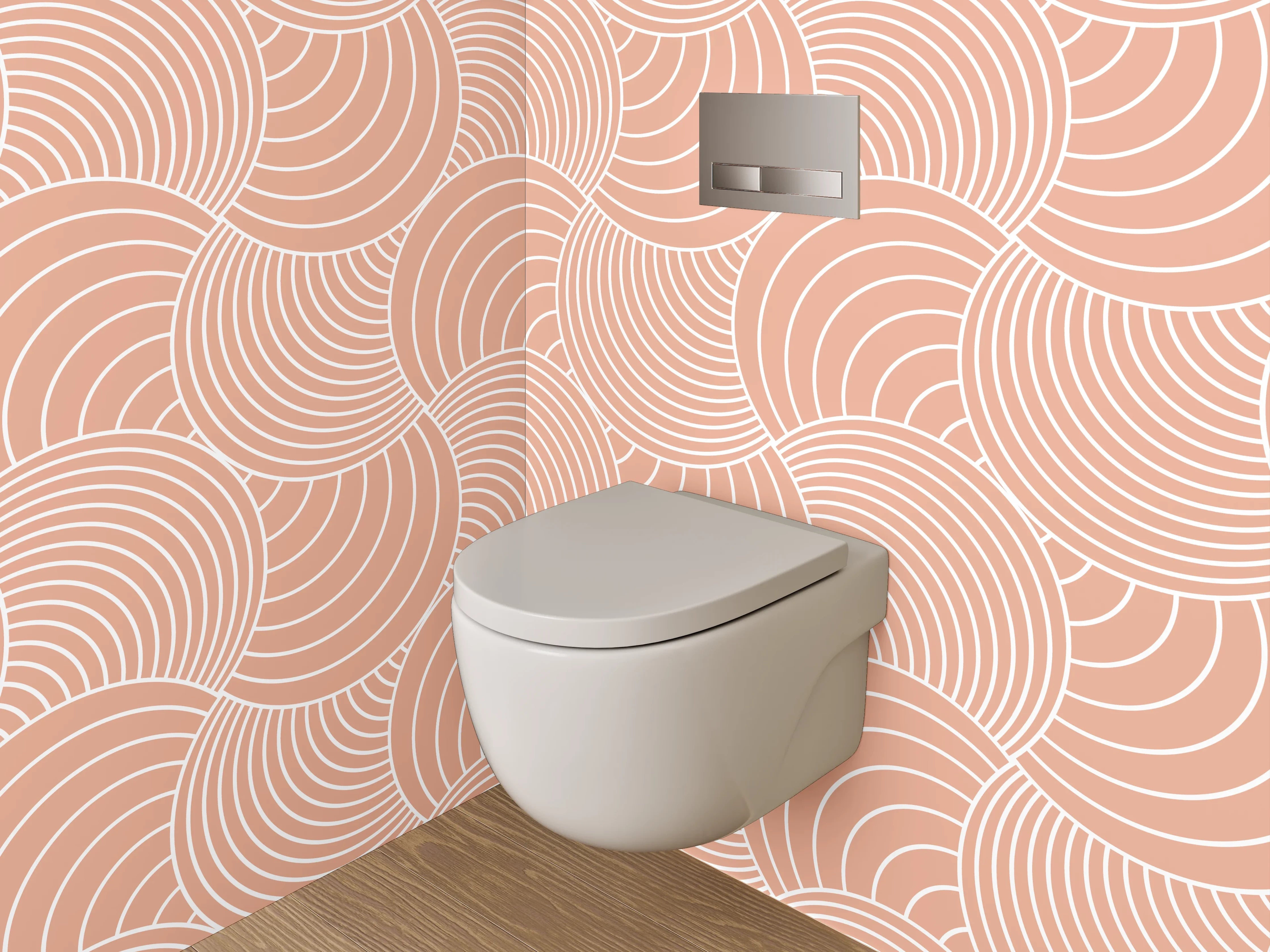 WC-Rückwand - Sanfte peachfarbene Wellenmuster