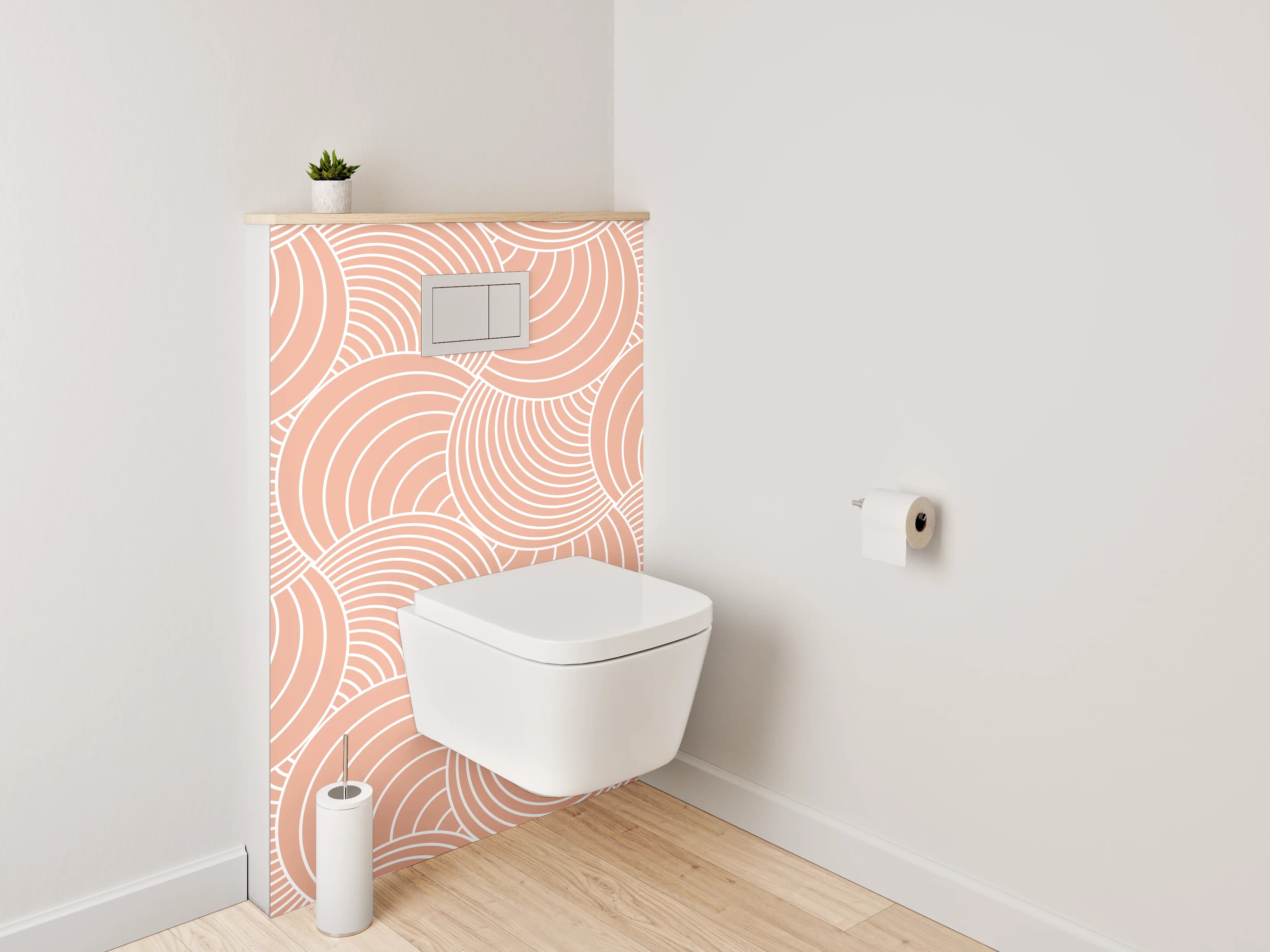 WC-Rückwand - Sanfte peachfarbene Wellenmuster