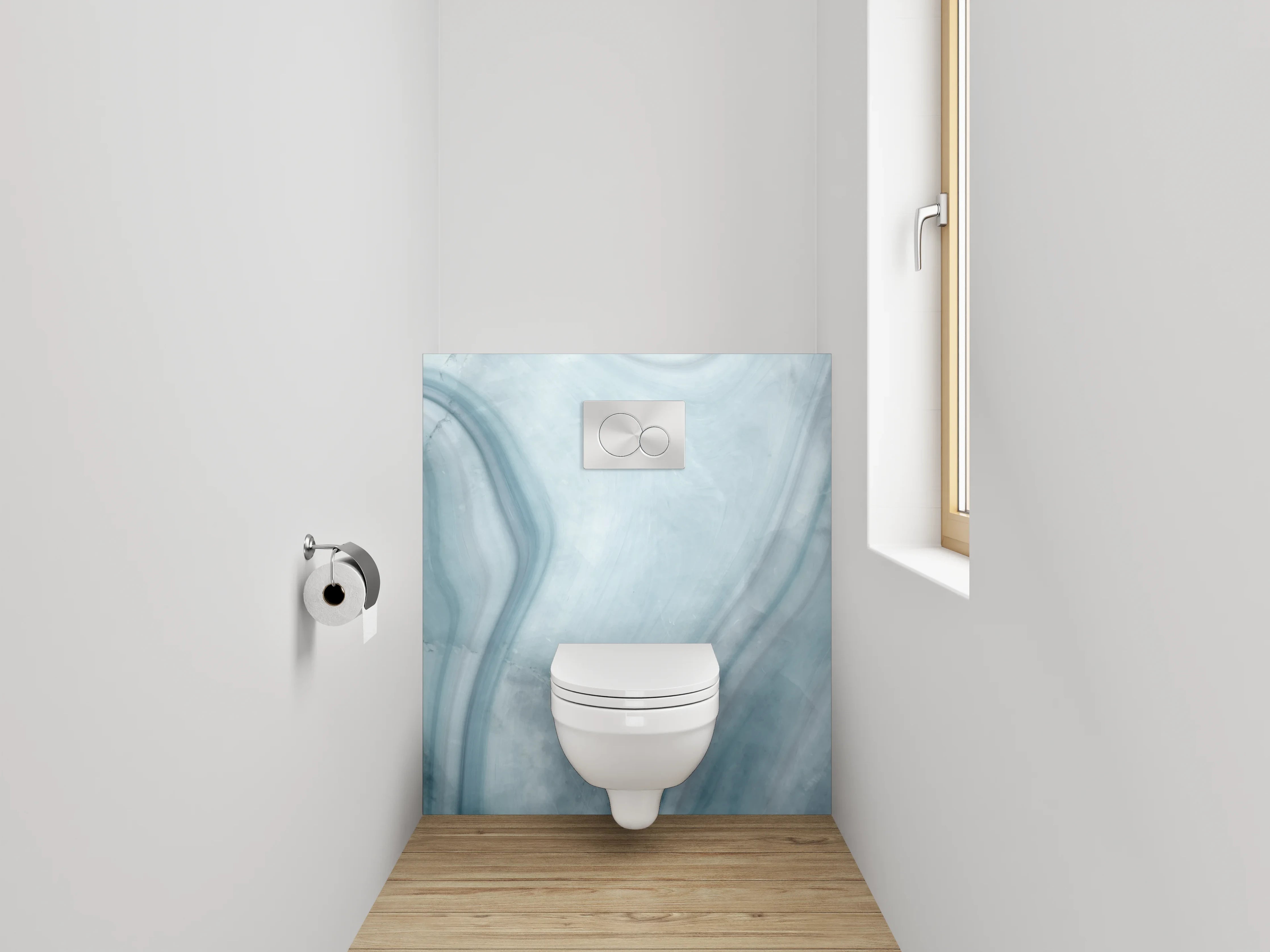 WC-Rückwand - Sanfter Grauschimmer auf weißem Marmor