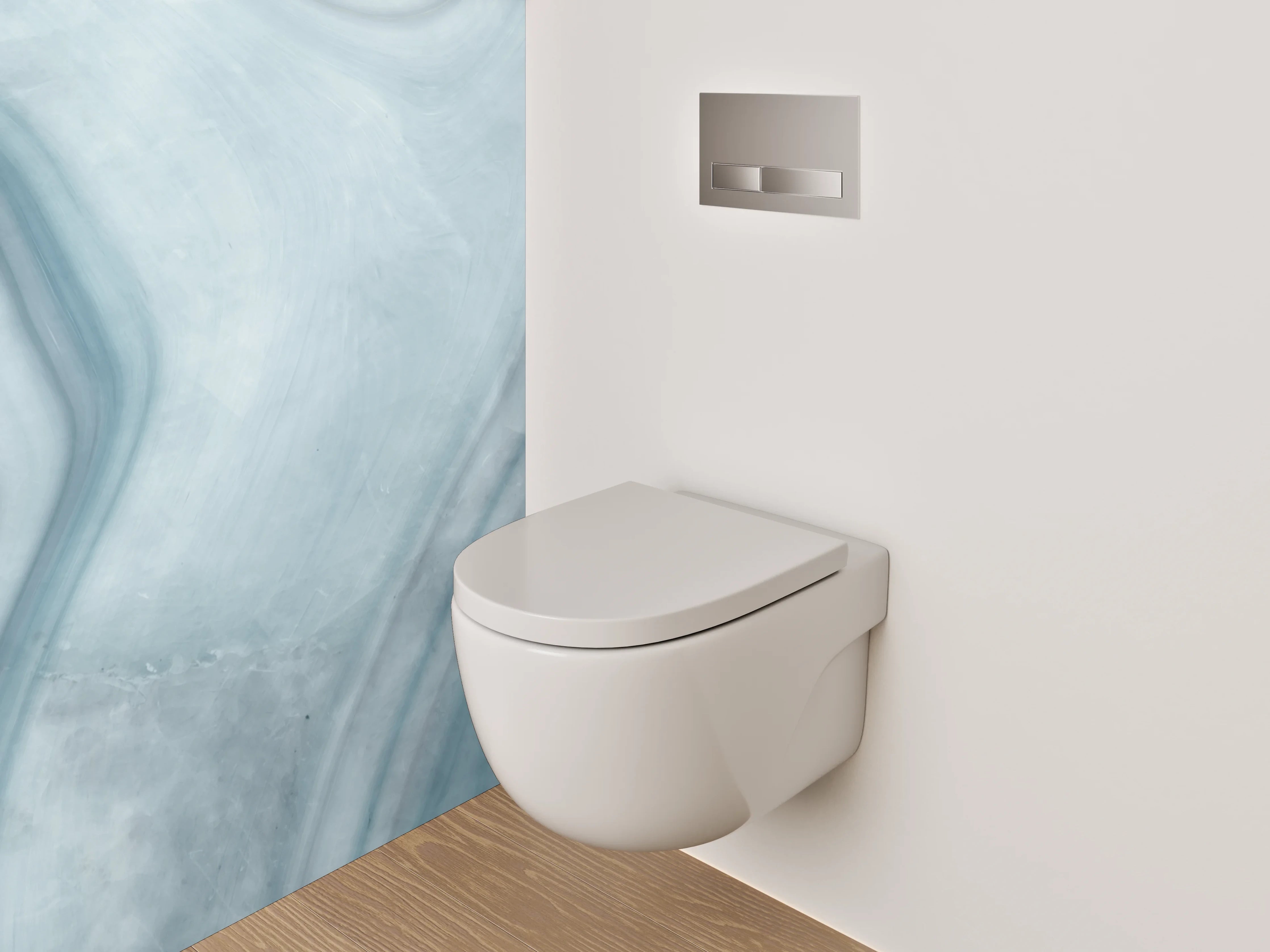 WC-Rückwand - Sanfter Grauschimmer auf weißem Marmor