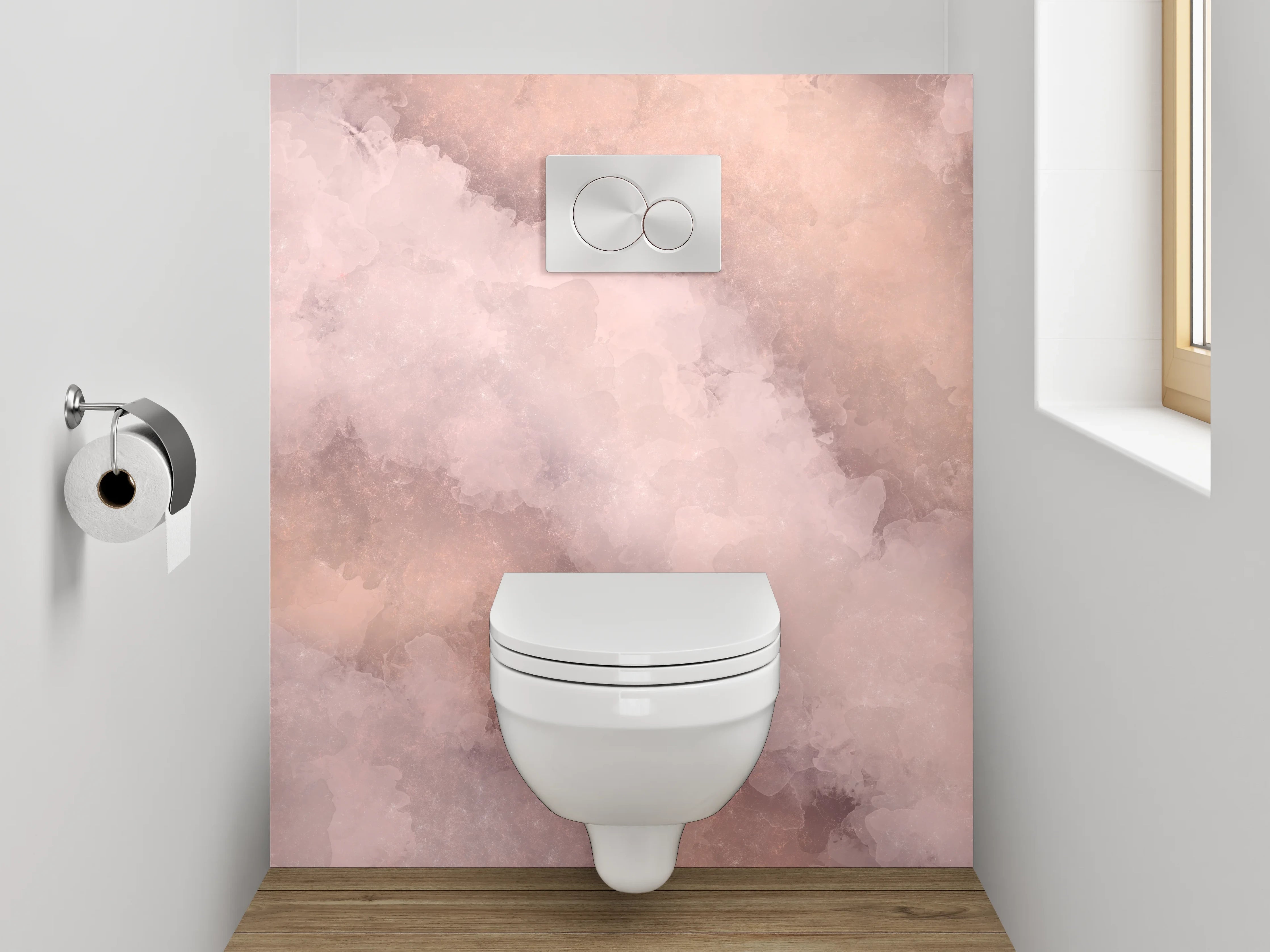 WC-Rückwand - Sanfter rosa Marmor Aquarell