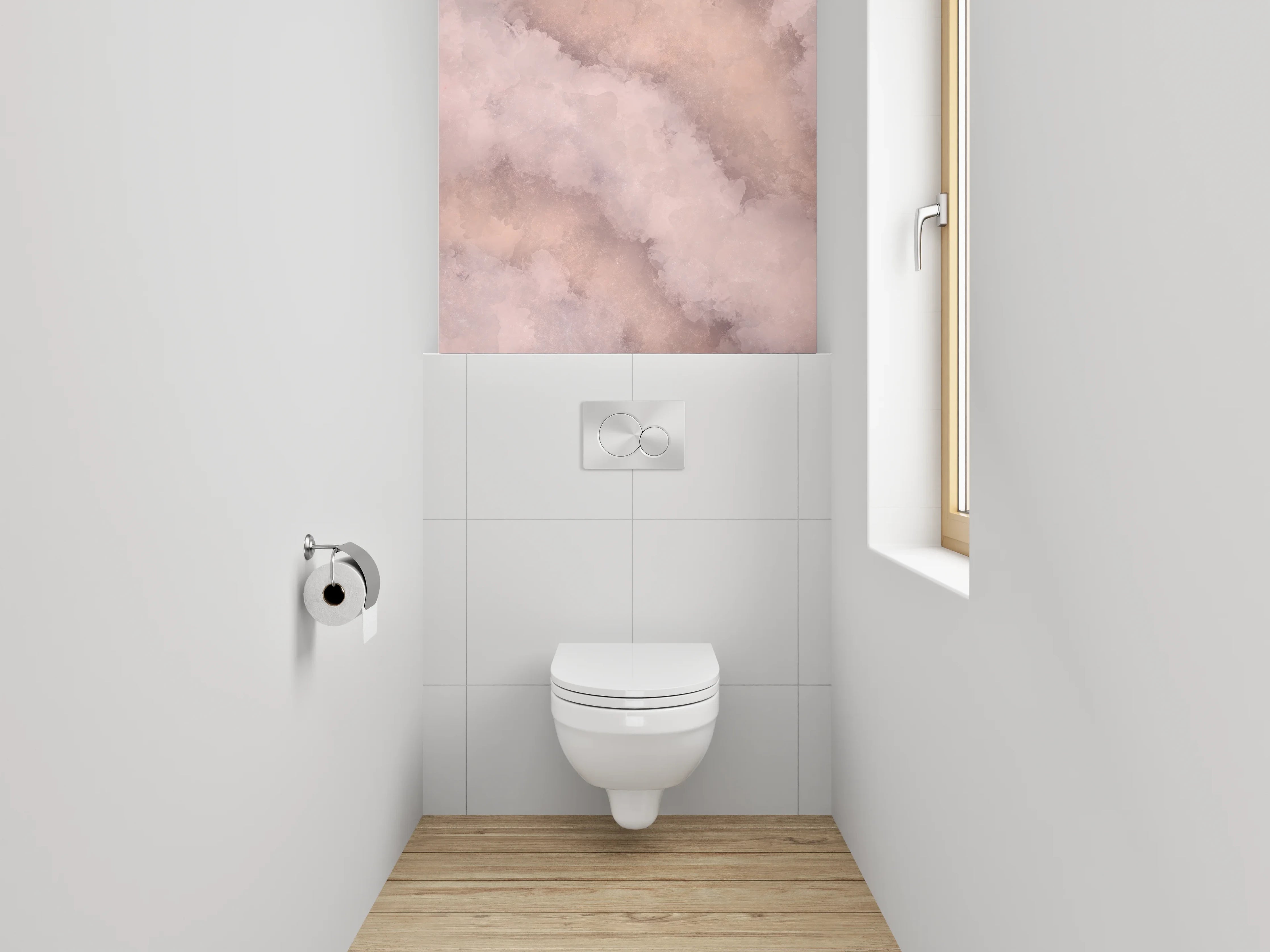 WC-Rückwand - Sanfter rosa Marmor Aquarell