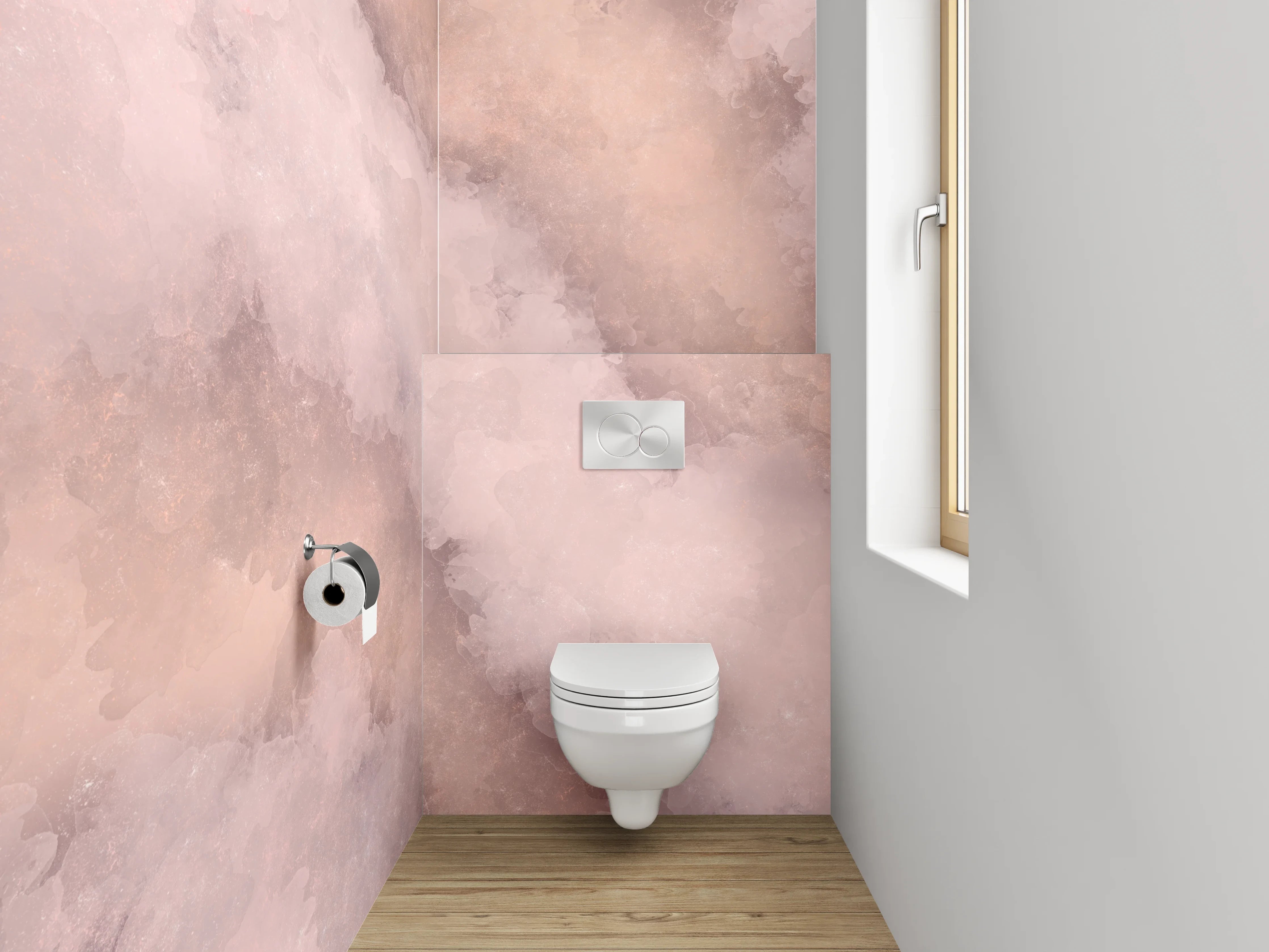WC-Rückwand - Sanfter rosa Marmor Aquarell