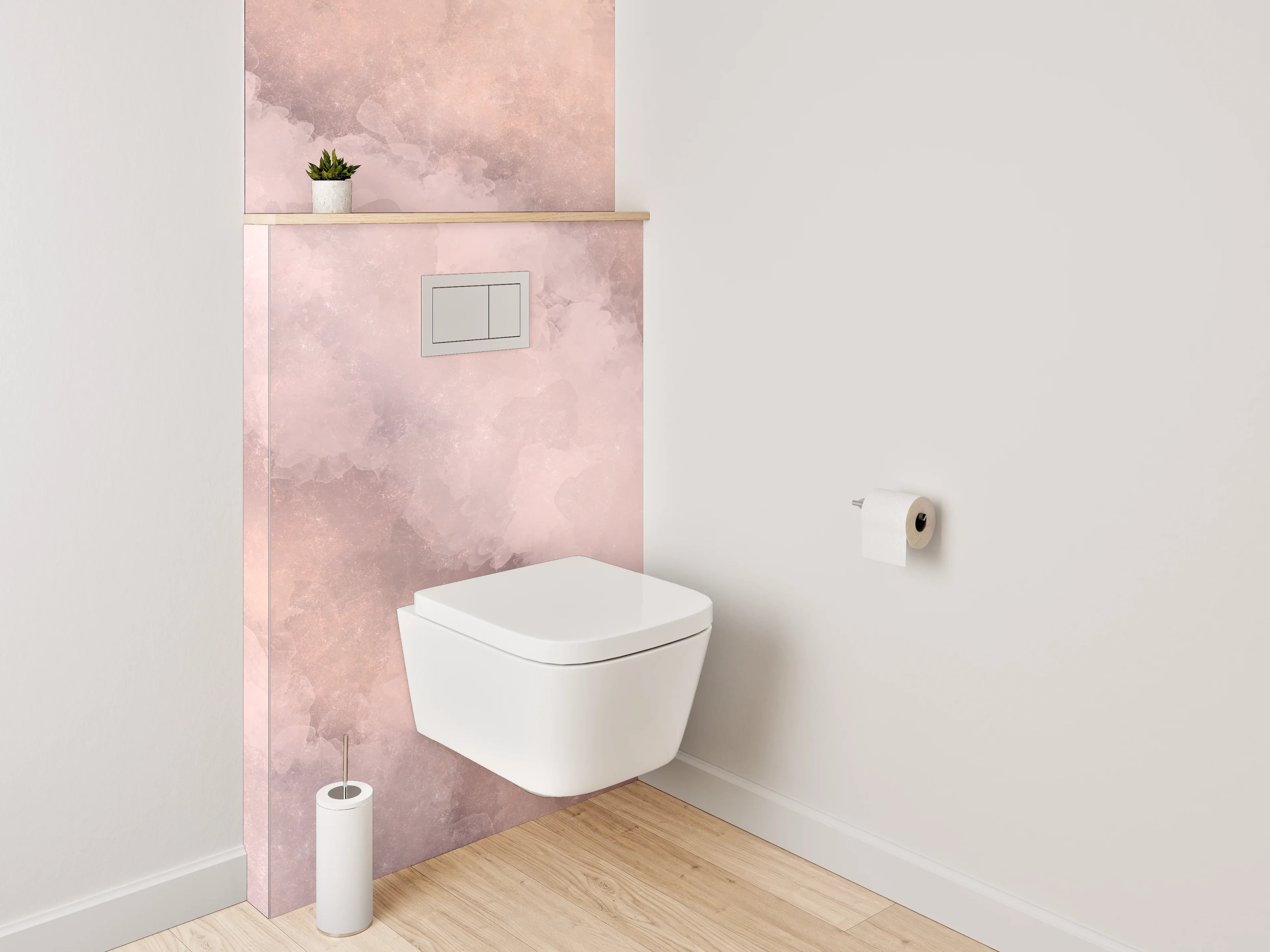 WC-Rückwand - Sanfter rosa Marmor Aquarell