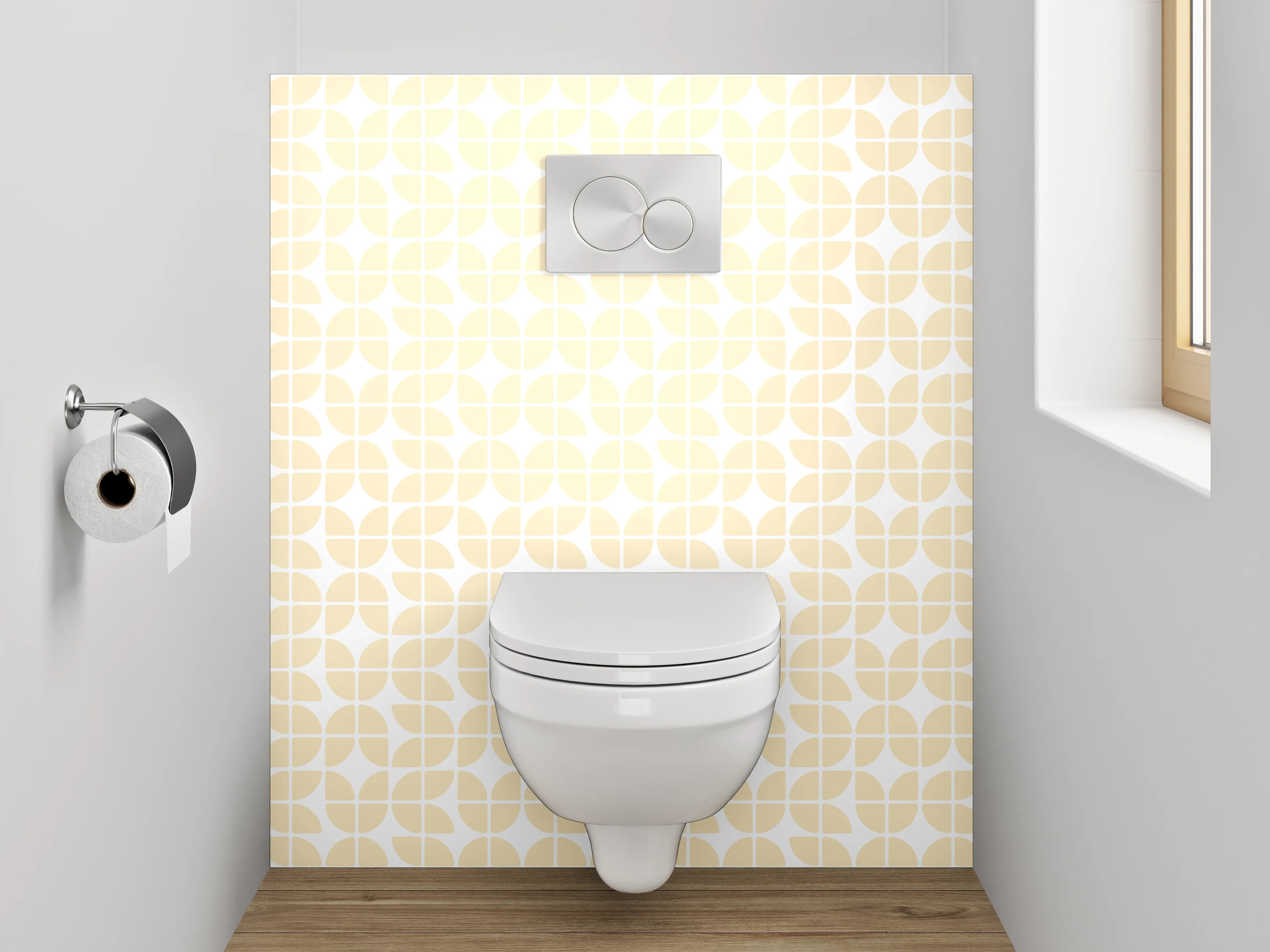 WC-Rückwand - Sanftes Gelb-Beige Aquarell Muster