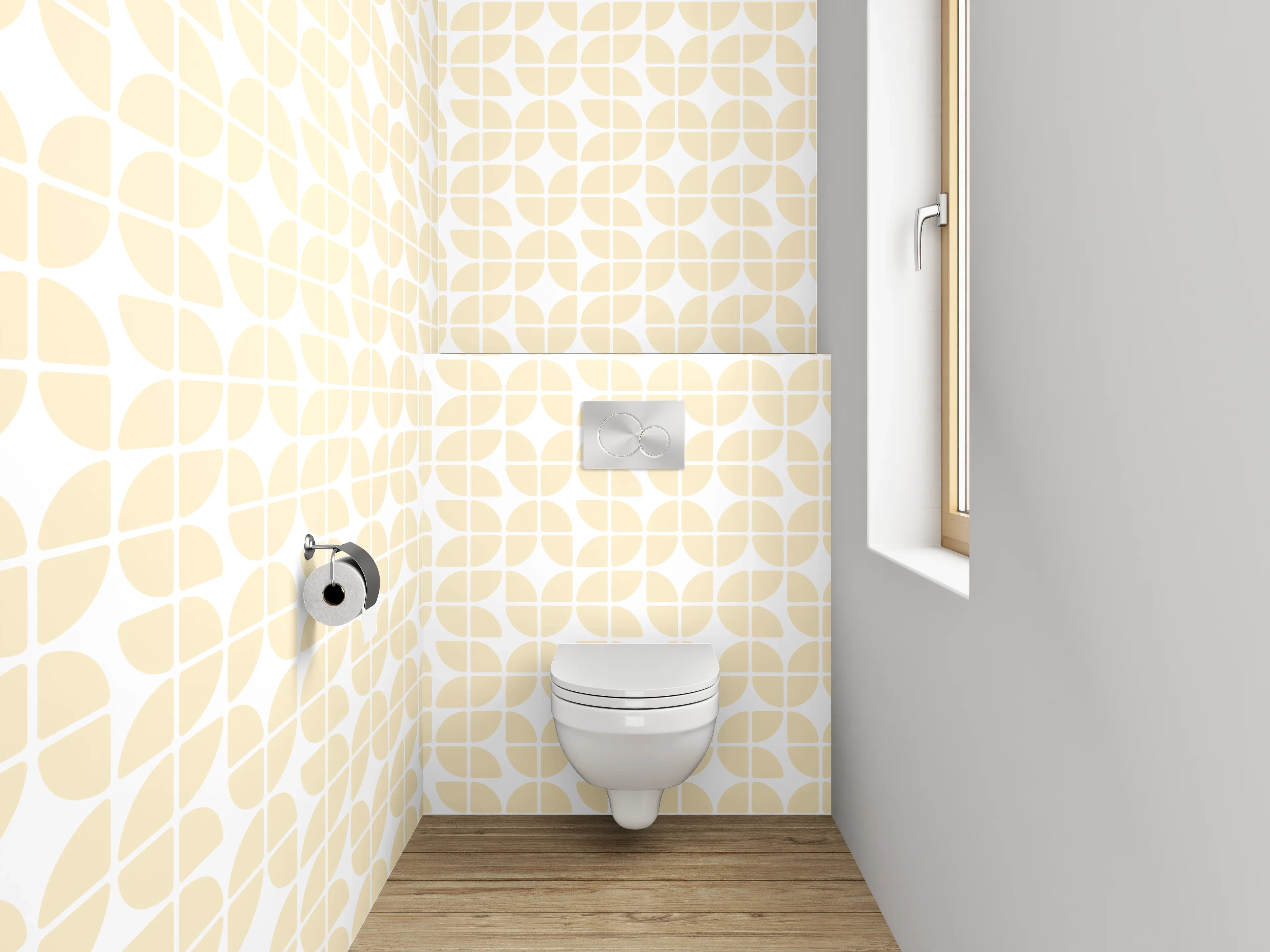 WC-Rückwand - Sanftes Gelb-Beige Aquarell Muster