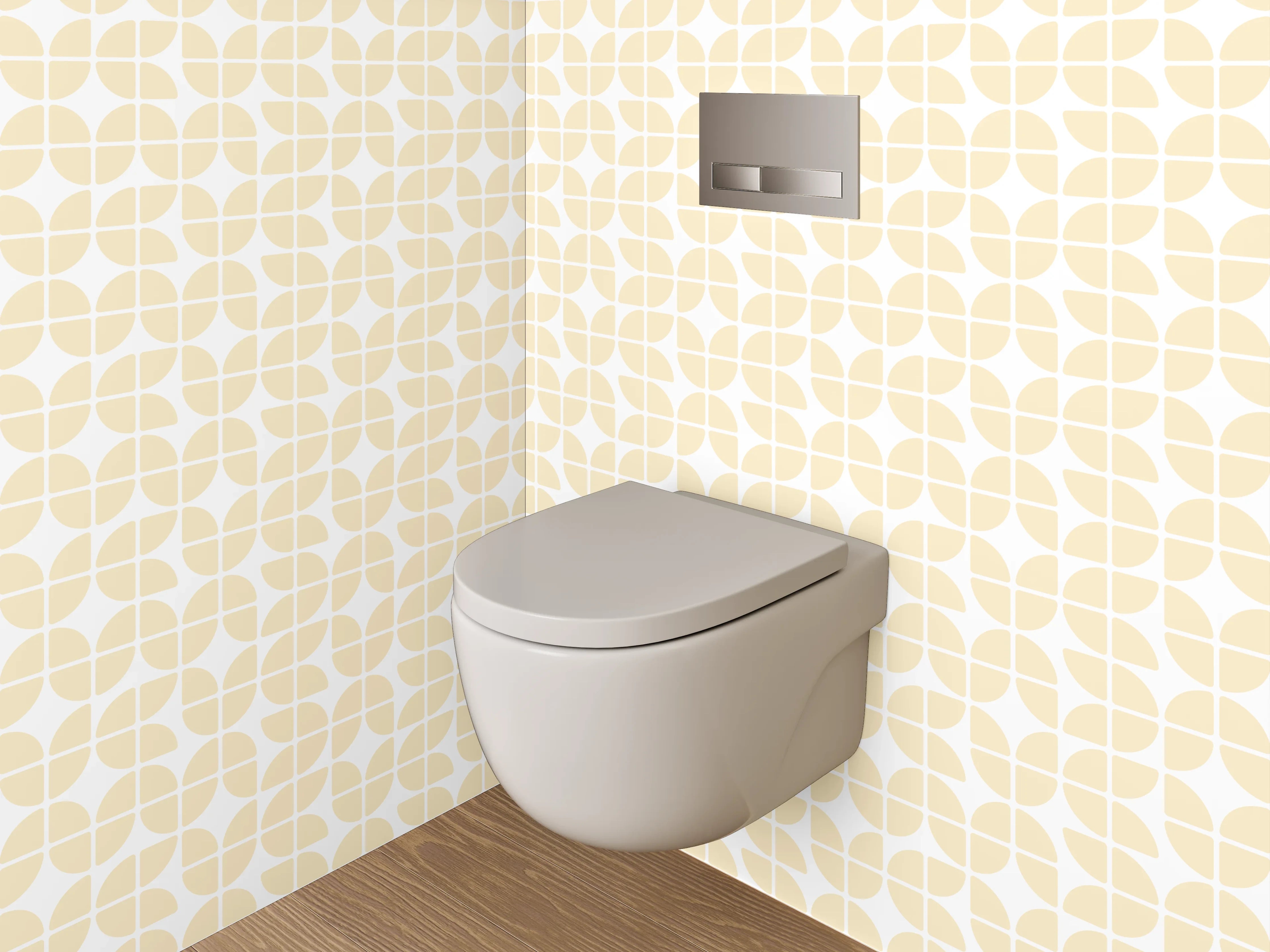 WC-Rückwand - Sanftes Gelb-Beige Aquarell Muster