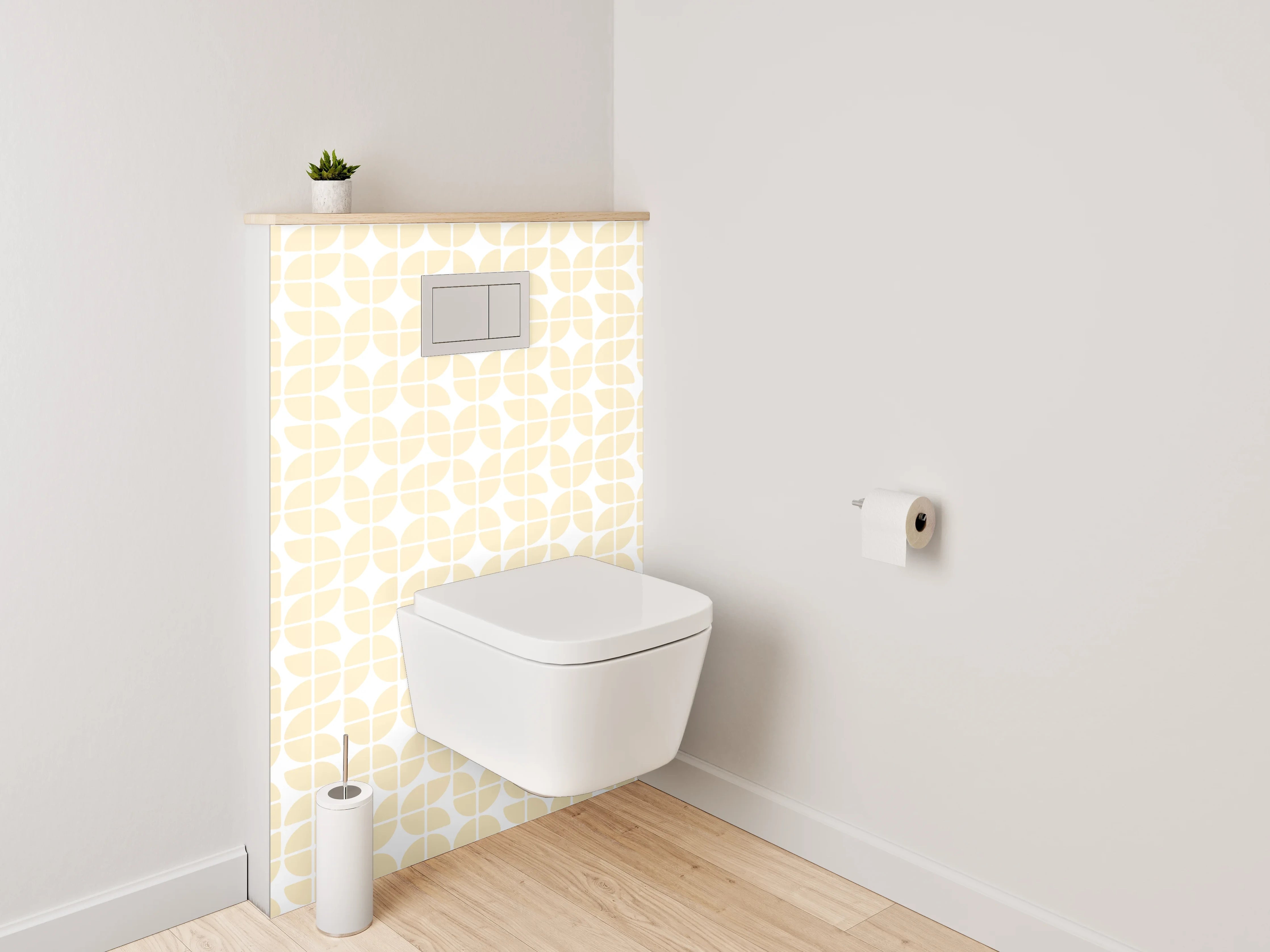 WC-Rückwand - Sanftes Gelb-Beige Aquarell Muster