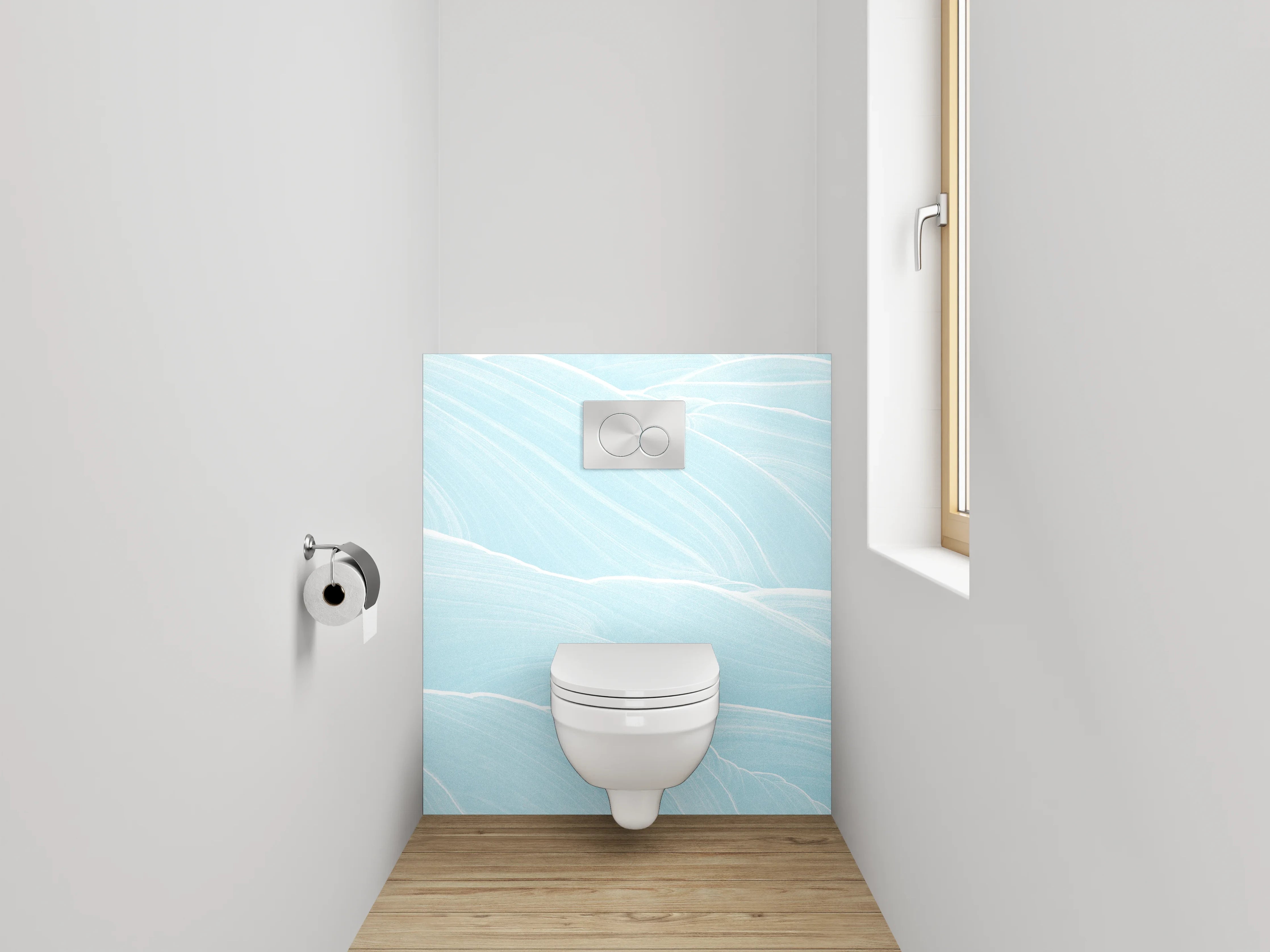 WC-Rückwand - Sanftes Wellenmuster in Hellblau