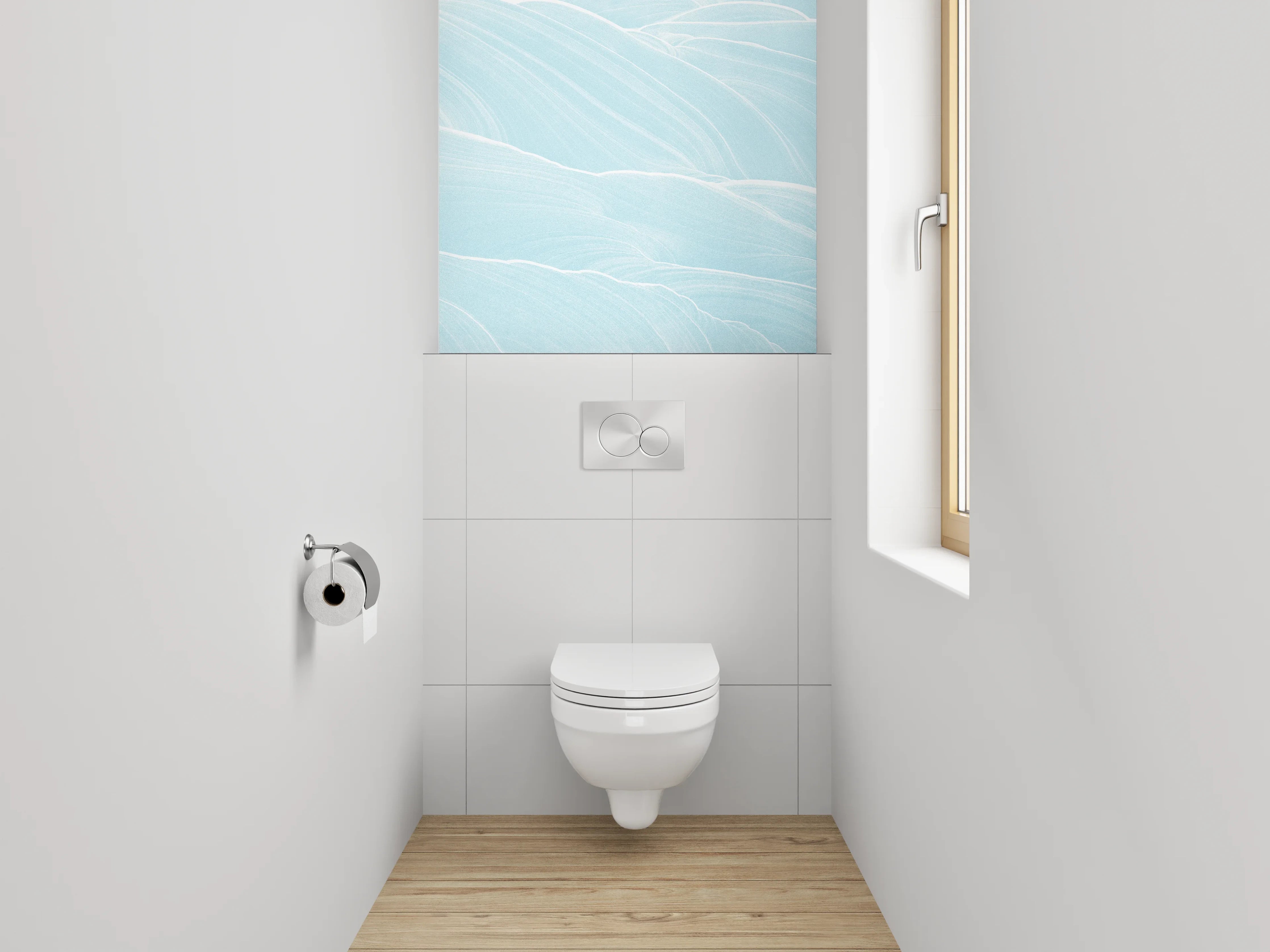 WC-Rückwand - Sanftes Wellenmuster in Hellblau
