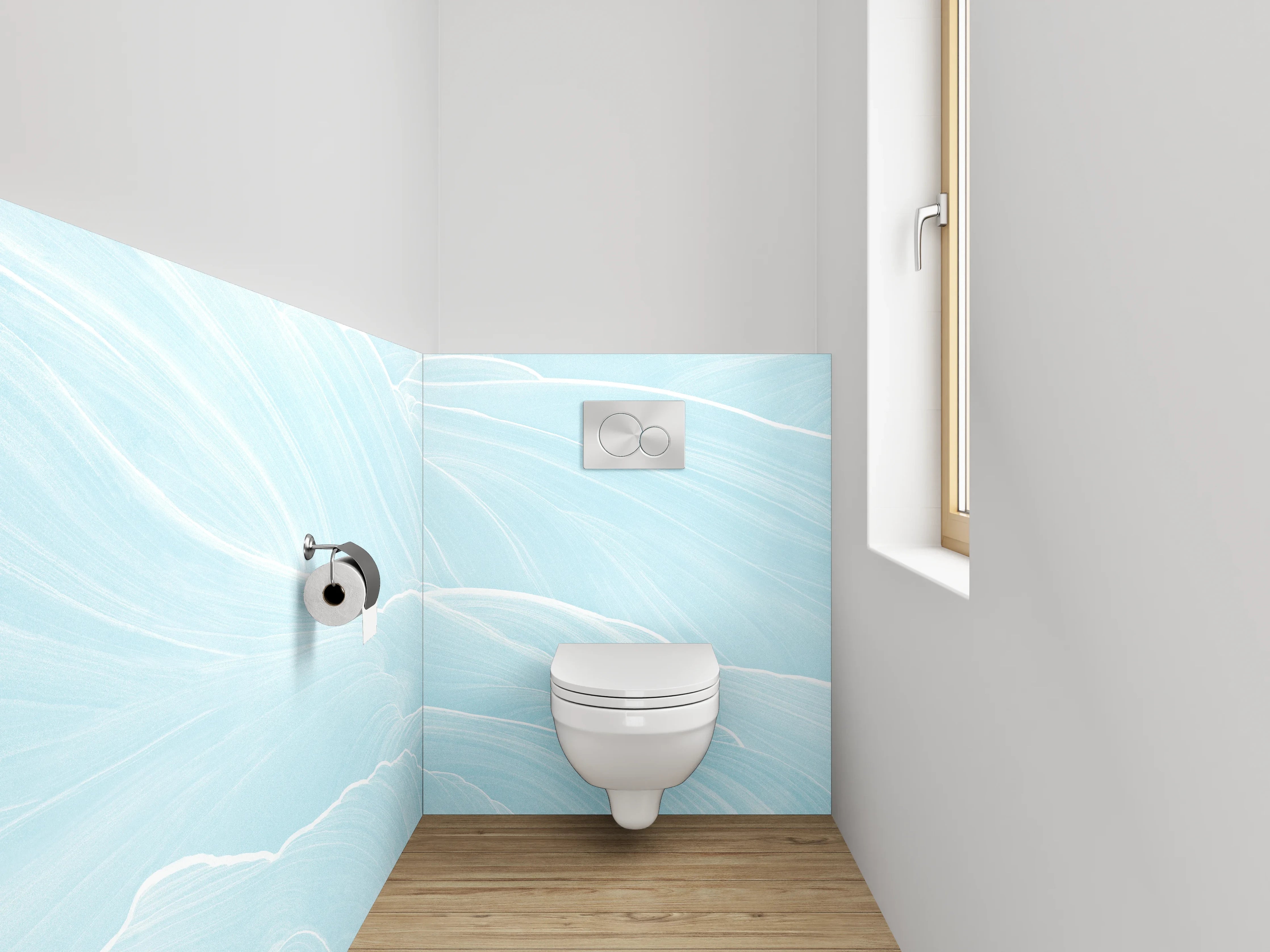 WC-Rückwand - Sanftes Wellenmuster in Hellblau