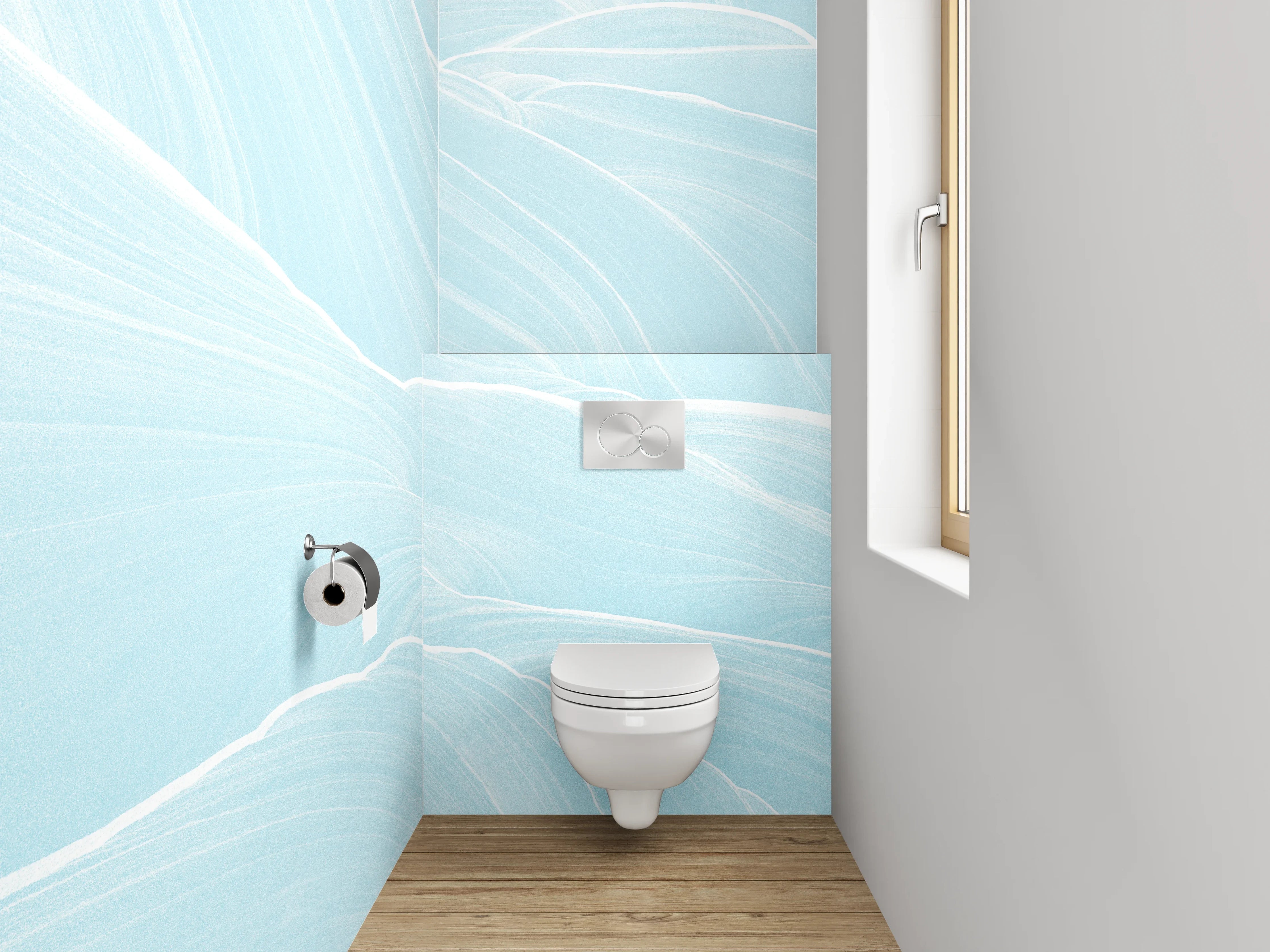 WC-Rückwand - Sanftes Wellenmuster in Hellblau