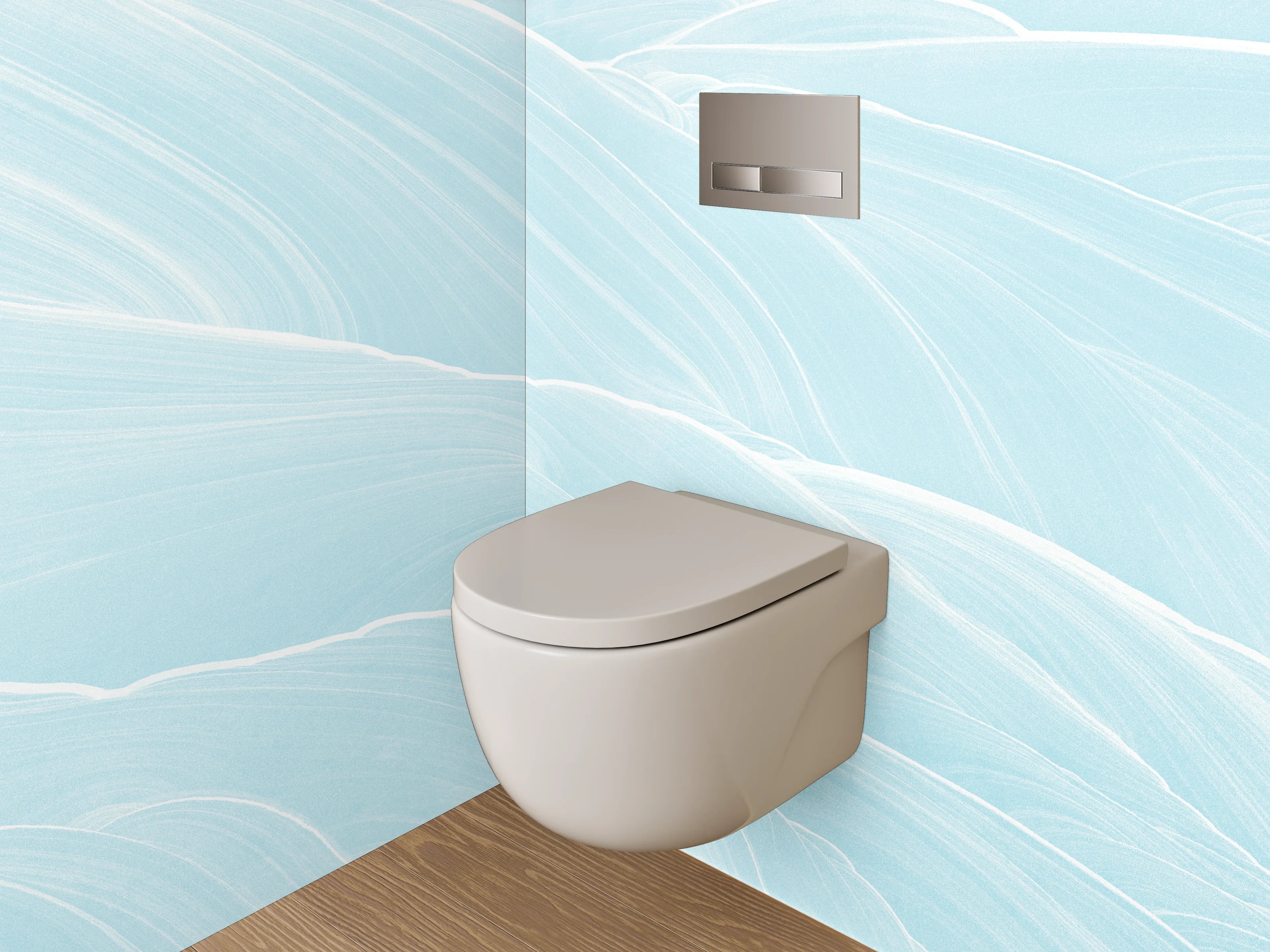 WC-Rückwand - Sanftes Wellenmuster in Hellblau